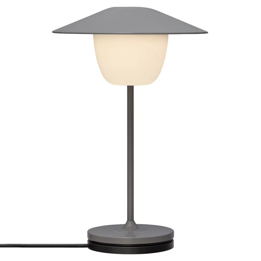 Draagbare tafellamp ANI MINI 21 cm, LED, warm grijs, aluminium, Blomus