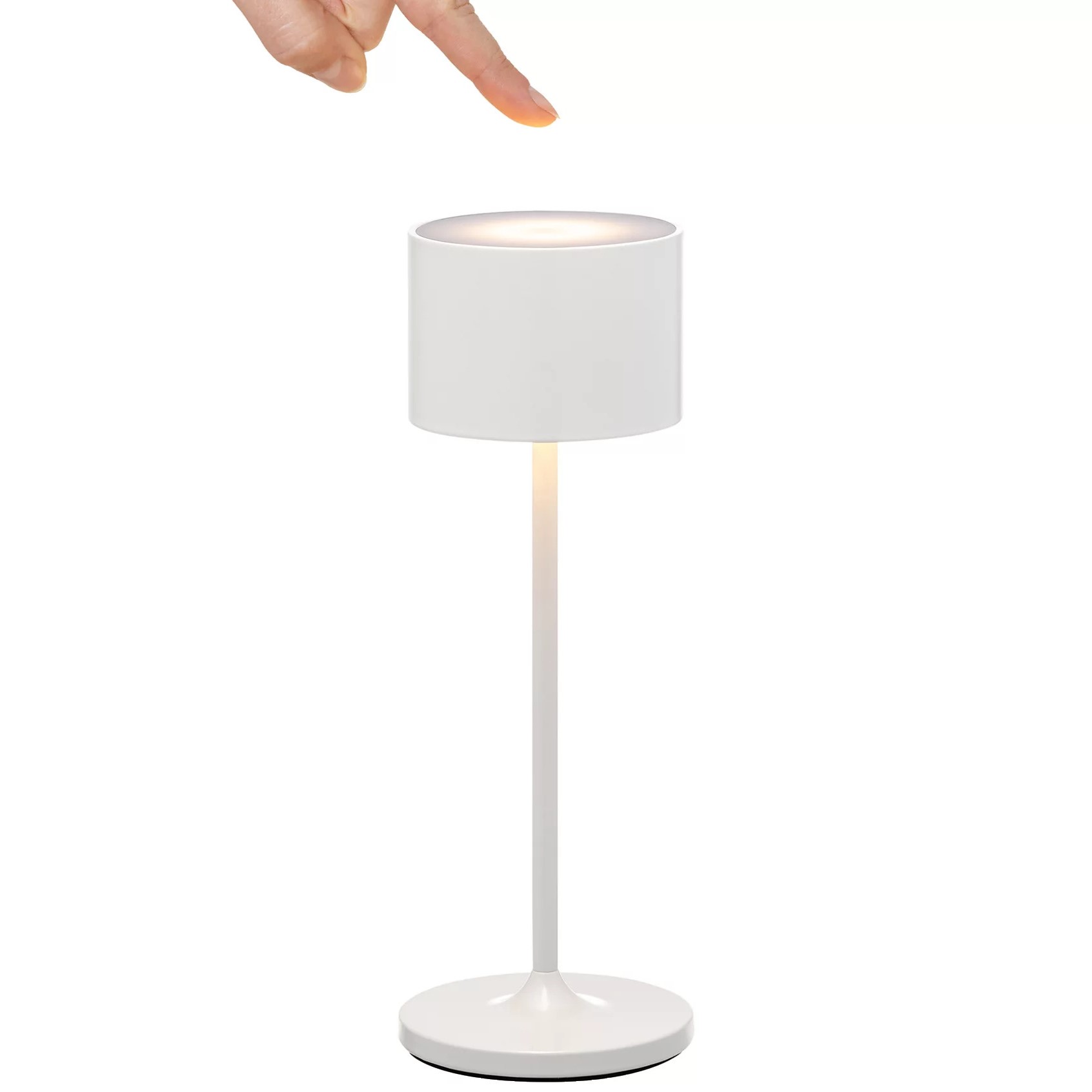 Draagbare tafellamp FAROL MINI 19,5 cm, LED, wit, aluminium, Blomus