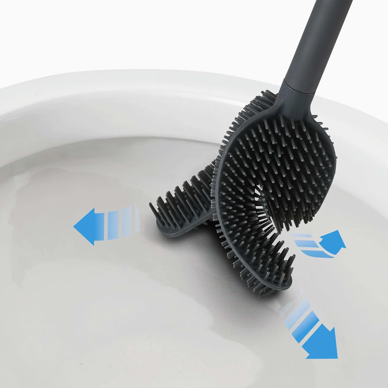 Toiletborstel met houder FLEX 360 LUXE 70583 44 cm, zilver, roestvrij staal, Joseph Joseph