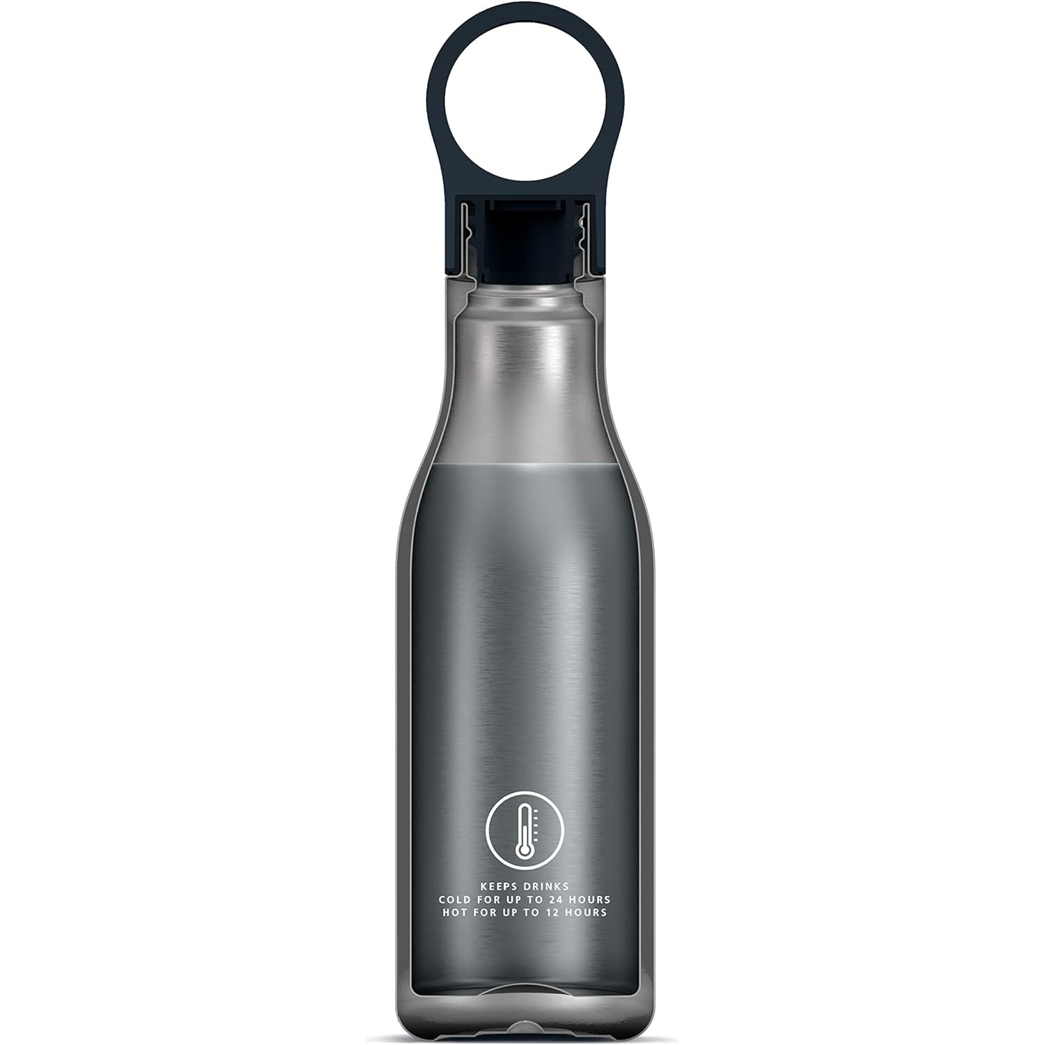 Thermosfles LOOP&SIPP 81129 500 ml, + thermomok 340 ml, blauw, roestvrij staal, Joseph Joseph