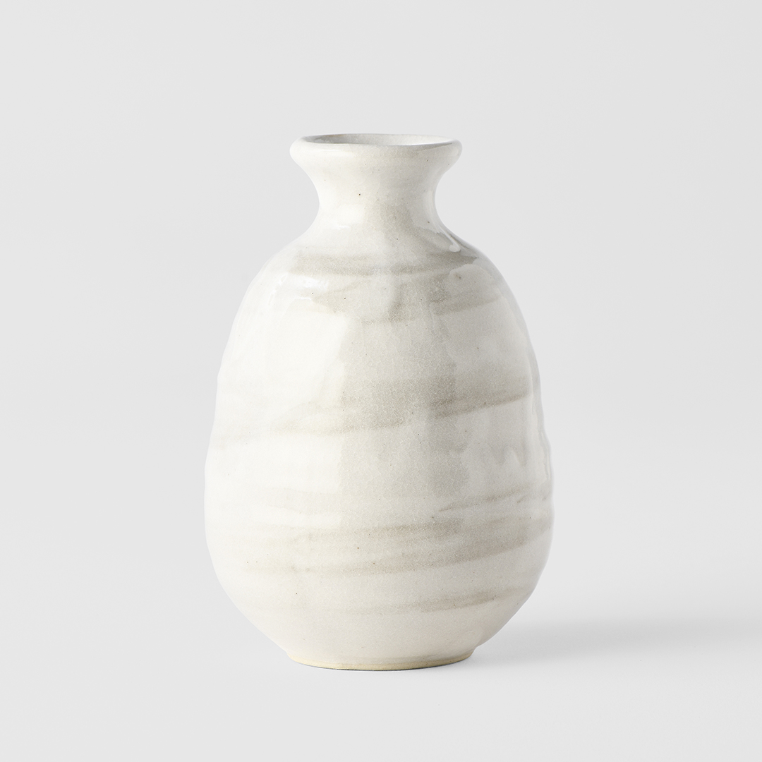 Sake-fles 350 ml, wit, keramiek, MIJ