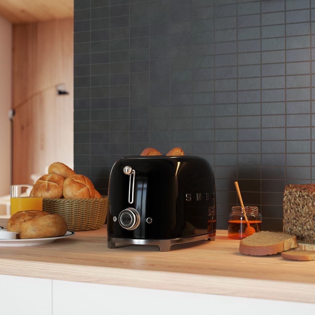 Broodrooster TSF01BLEU, 2 sleuven, zwart, Smeg