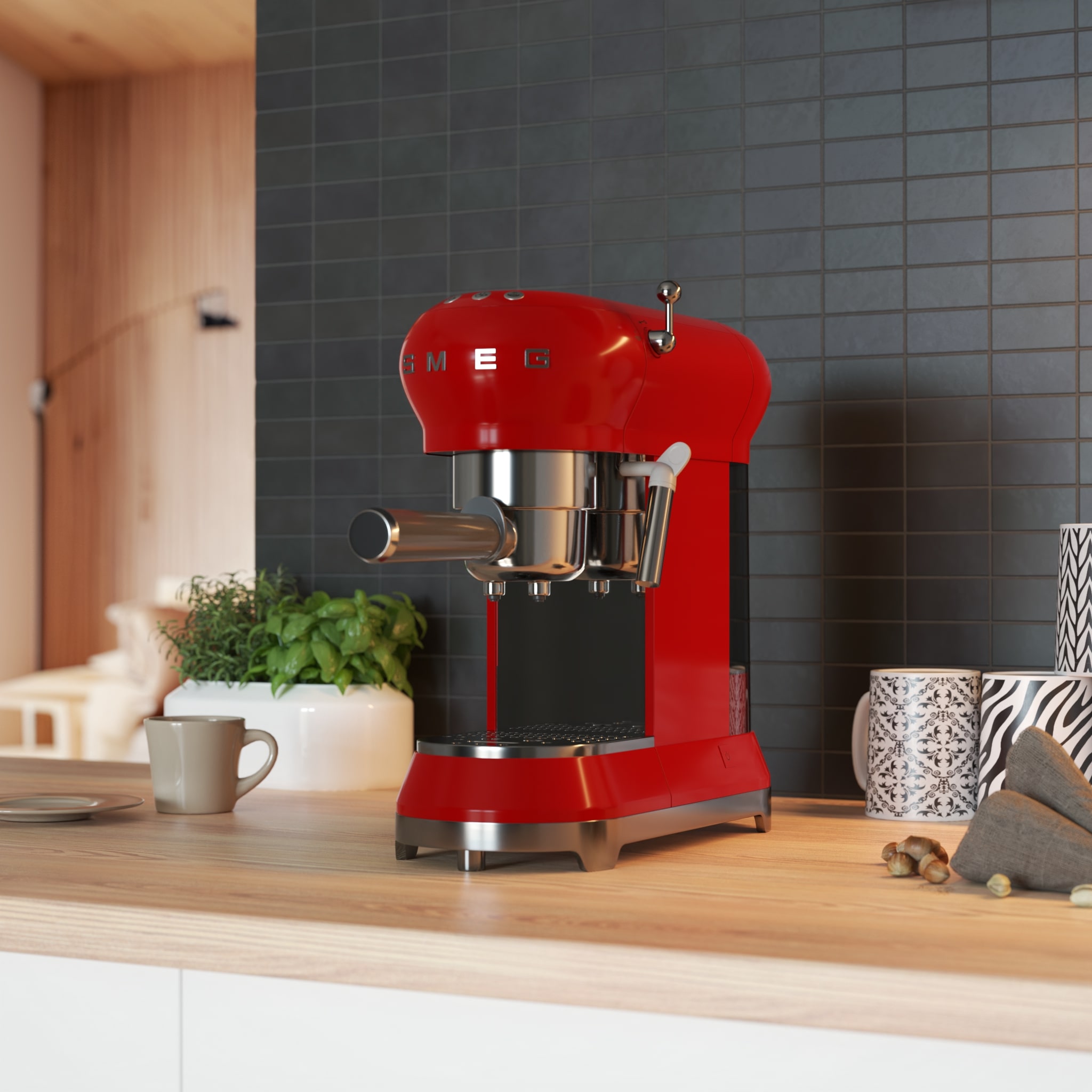 Semi-automatisch koffiezetapparaat ECF01RDEU, rood, Smeg