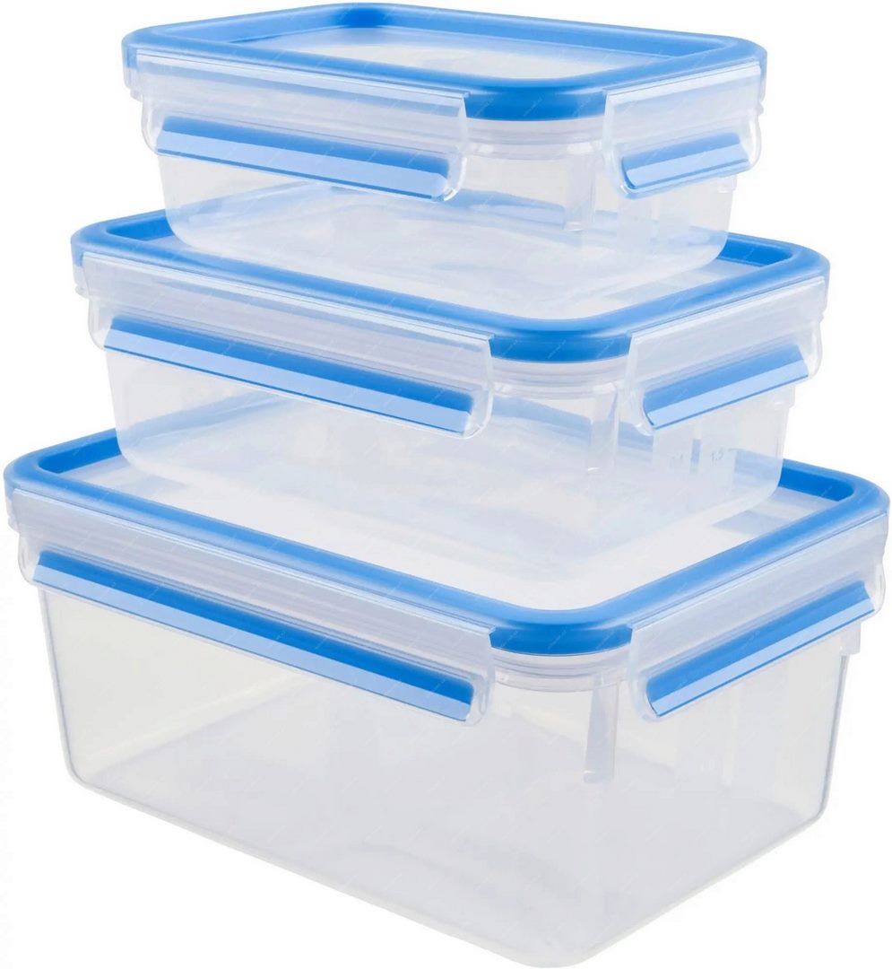 Vershoudbakje (set) MASTER SEAL FRESH, 3-delig, blauw, kunststof, Tefal