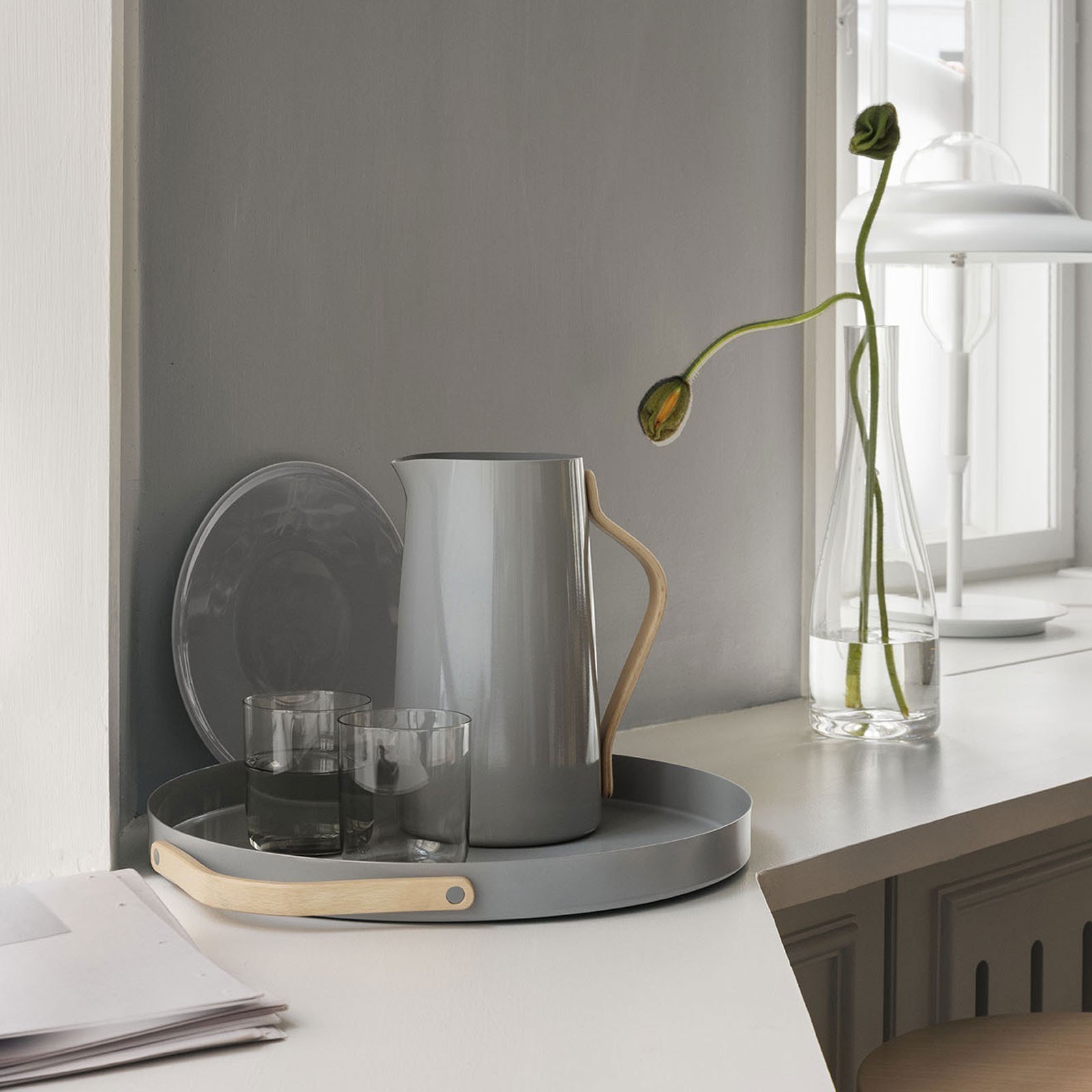 Dienblad EMMA 41 cm, grijs, roestvrij staal, Stelton
