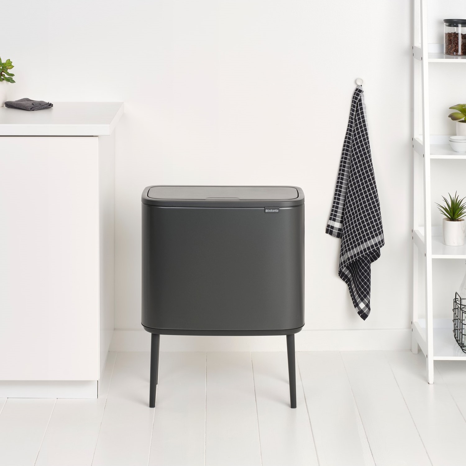 Touch prullenbak BO TOUCH BIN 3 x 11 l, confident grey, staal, Brabantia