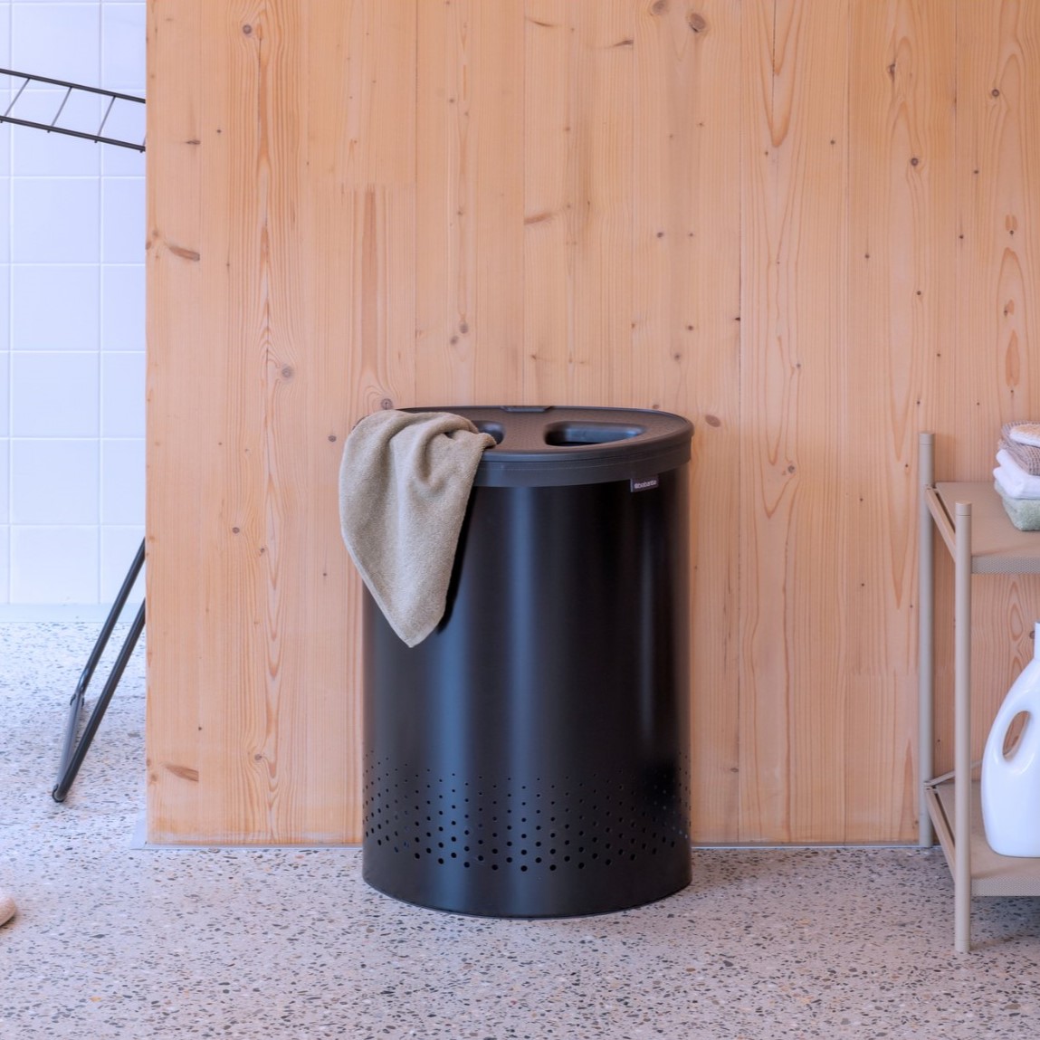 Wasmand SELECTOR 55 l, mat zwart, staal, Brabantia