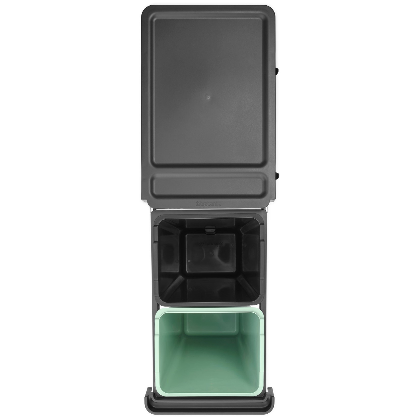 Inbouwprullenbak SORT & GO 2 x 30 l, donkergrijs / jadegroen, kunststof, Brabantia