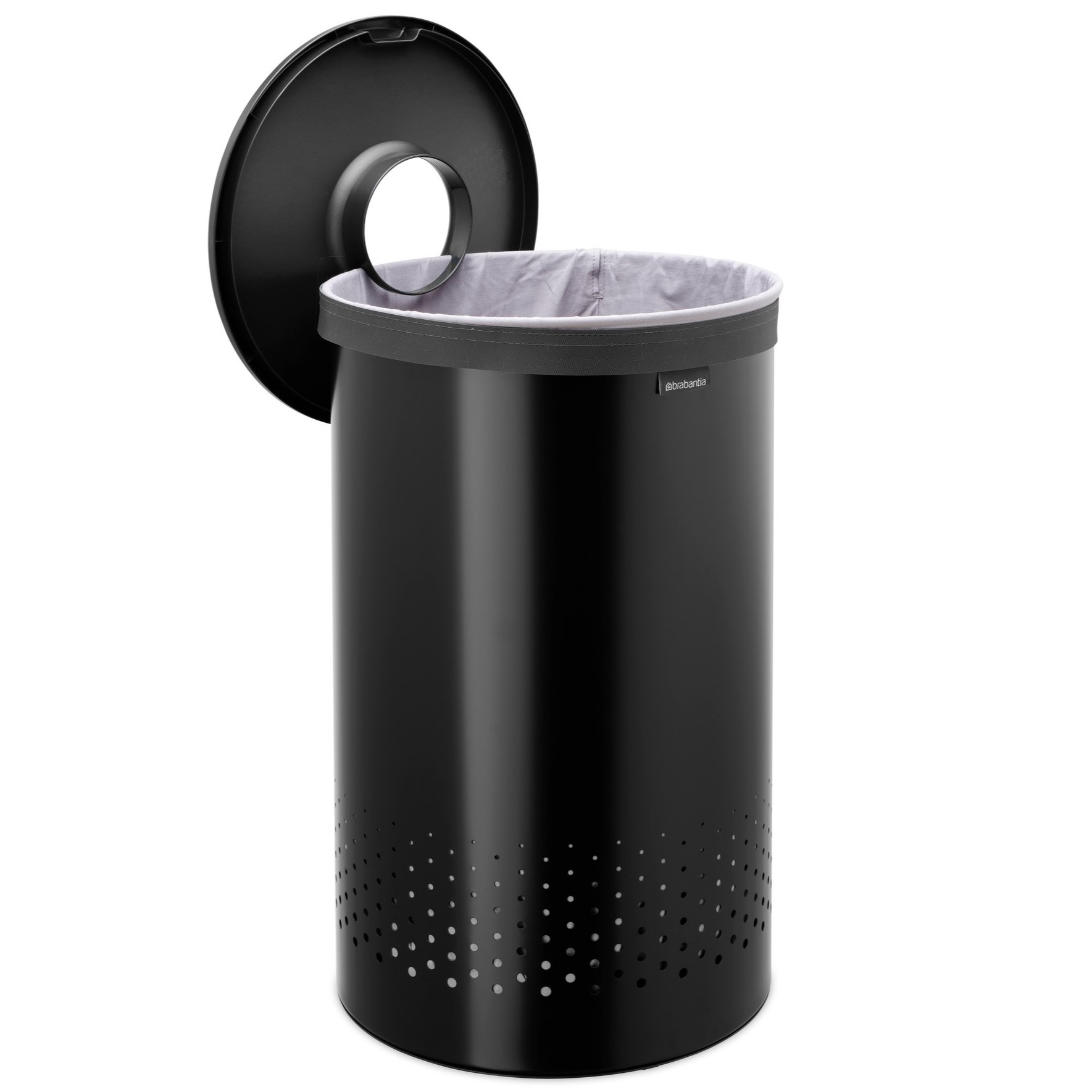 Wasmand 60 l, mat zwart, staal, Brabantia