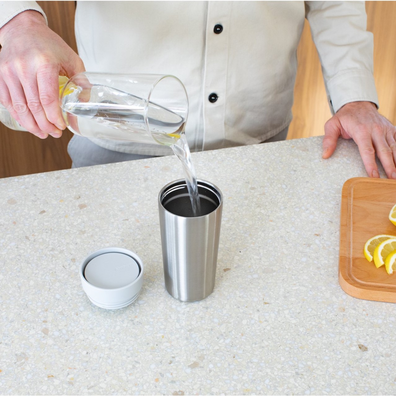 Thermosbeker MAKE & TAKE 360 ml, lichtgrijs, staal, Brabantia