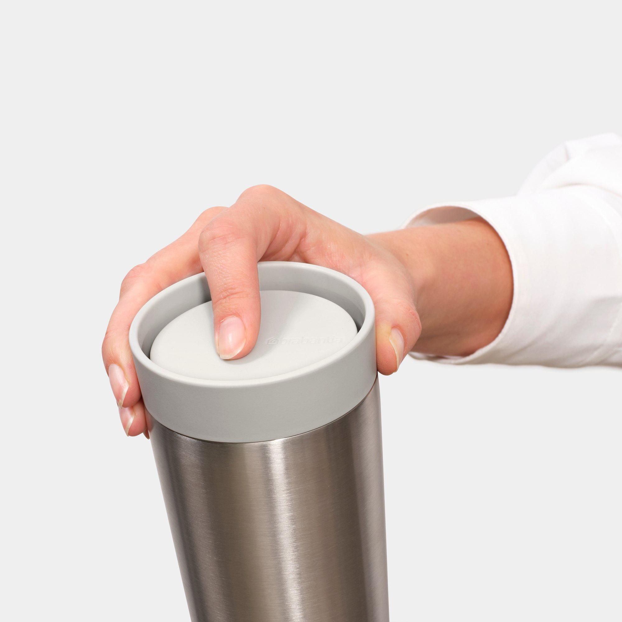 Thermosbeker MAKE & TAKE 360 ml, lichtgrijs, staal, Brabantia