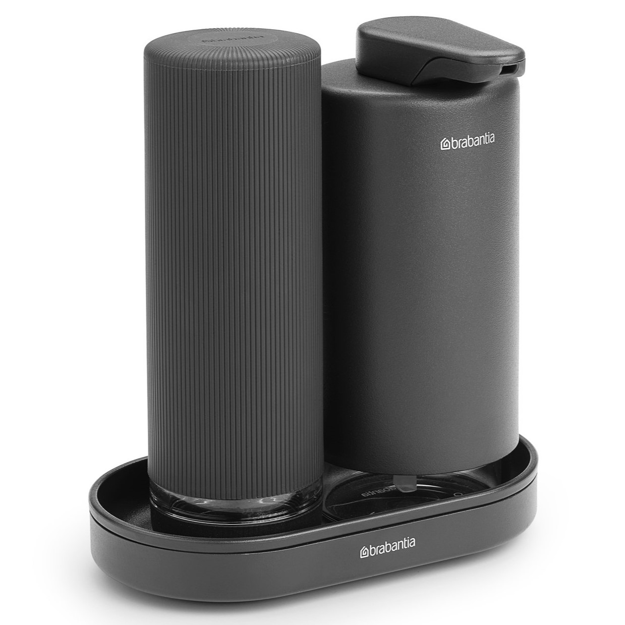 Zeepdispenser SINKSTYLE 200 ml, 2-delig, mineraalgrijs, staal, Brabantia