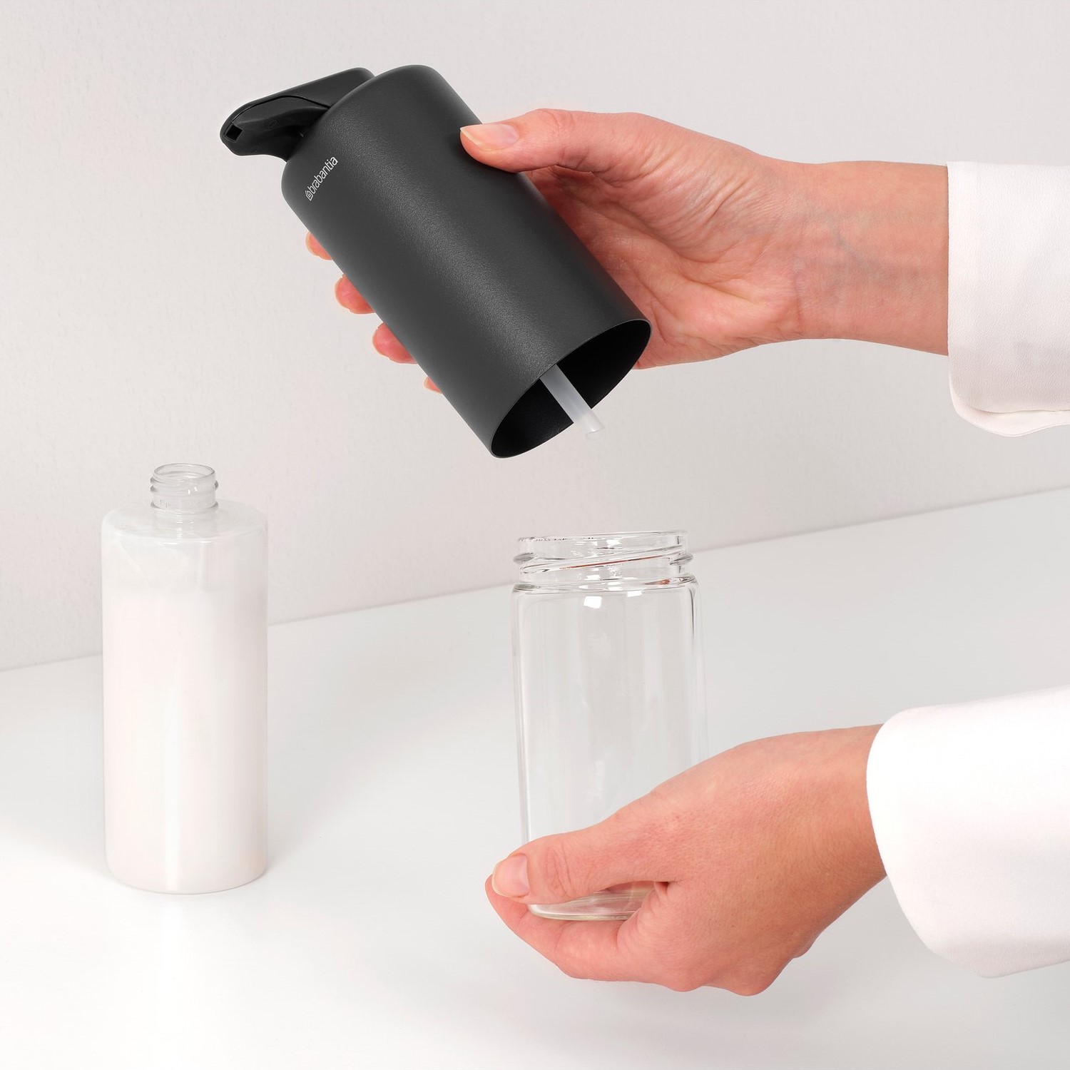 Zeepdispenser SINKSTYLE 200 ml, 2-delig, mineraalgrijs, staal, Brabantia