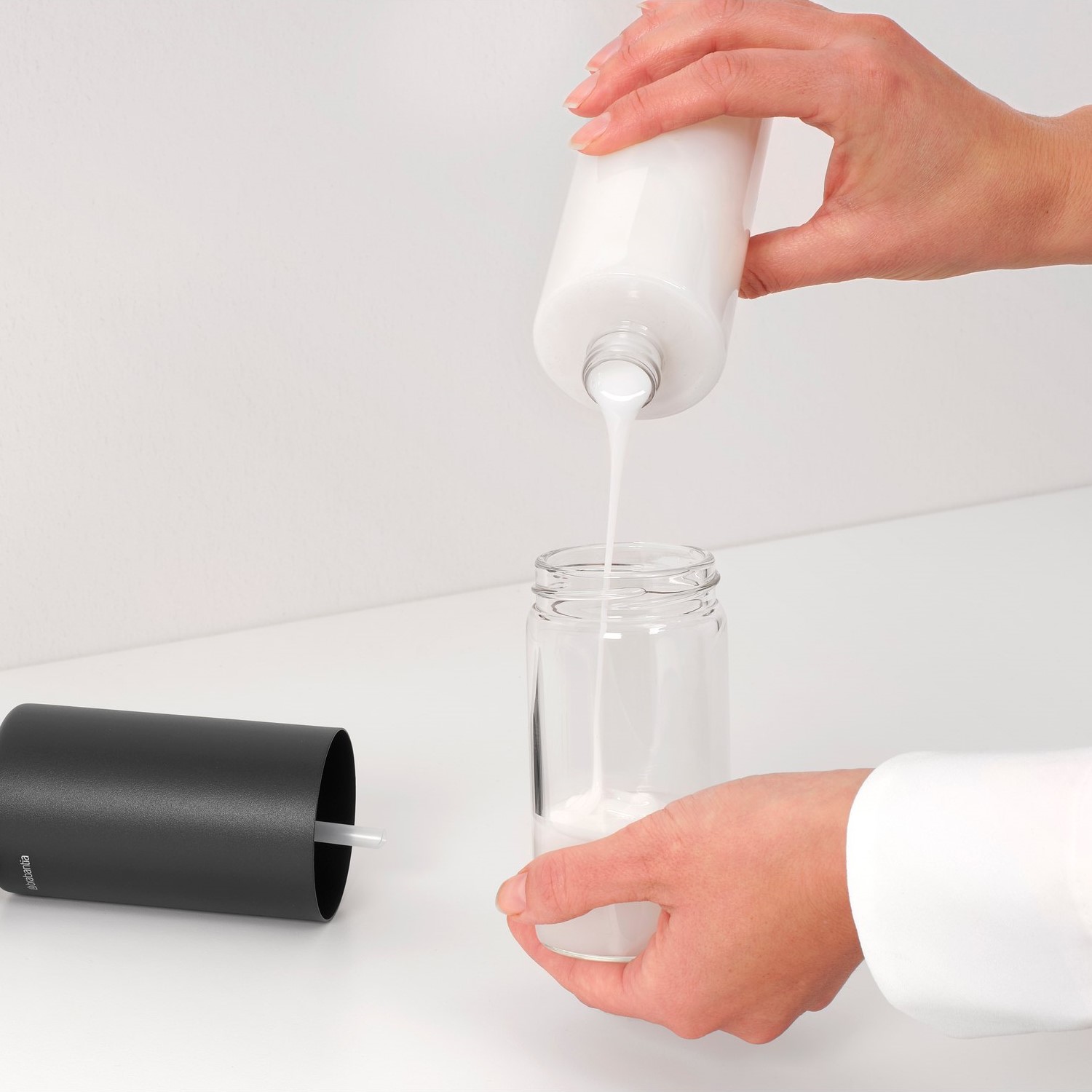 Zeepdispenser SINKSTYLE 200 ml, 2-delig, mineraalgrijs, staal, Brabantia