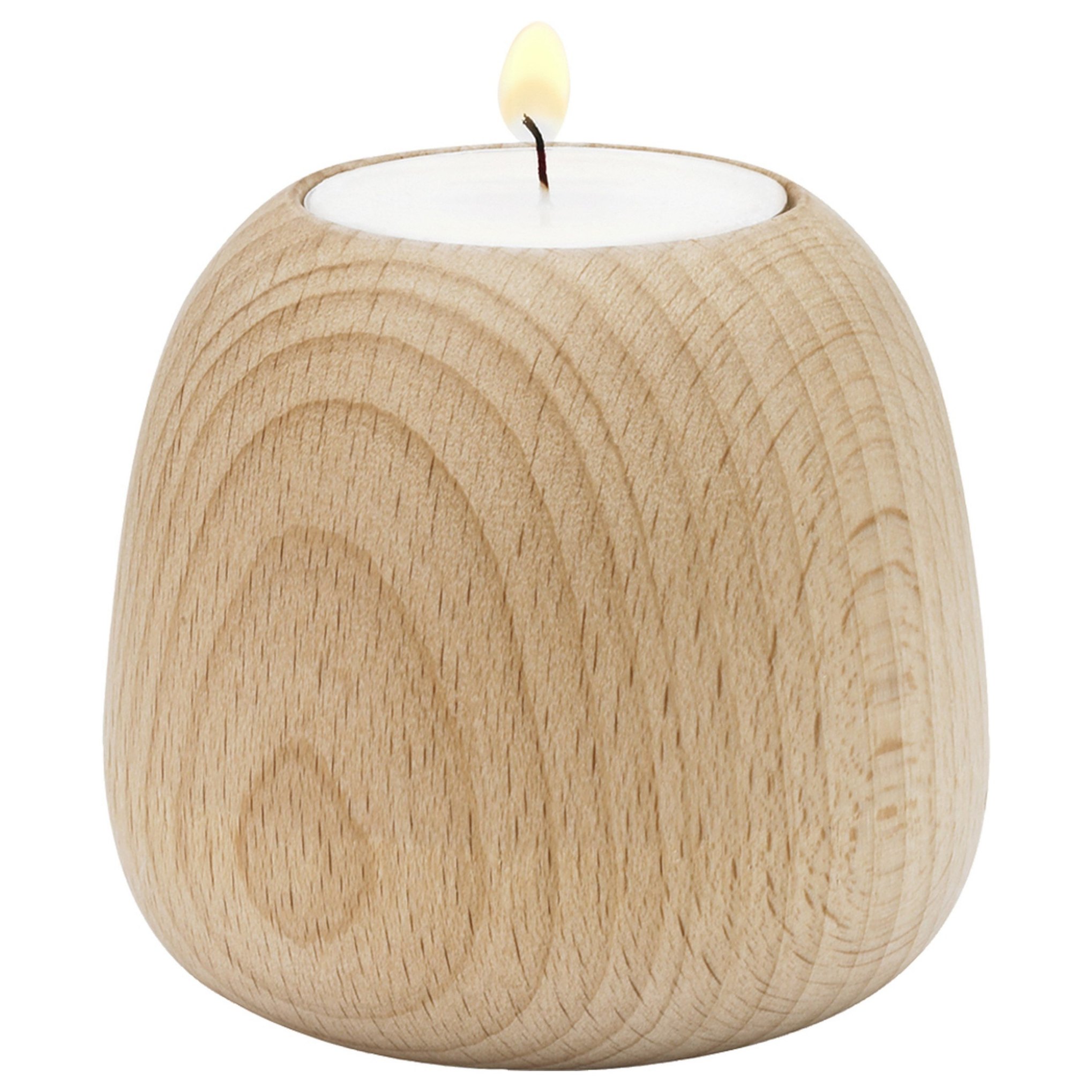 Waxinelichthouder ORA 6,5 cm, bruin, beukenhout, Stelton