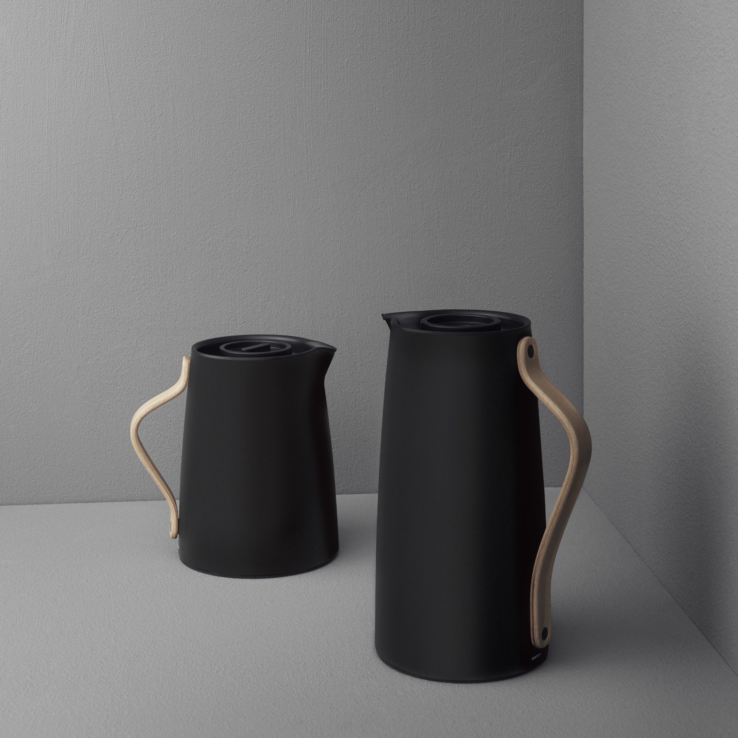 Thermoskan EMMA 1,2 l, voor koffie, zacht zwart, roestvrij staal, Stelton