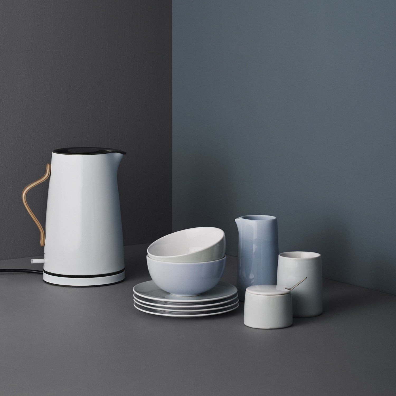 Dineerbord EMMA 22 cm, set van 2 stuks, blauw, keramiek, Stelton