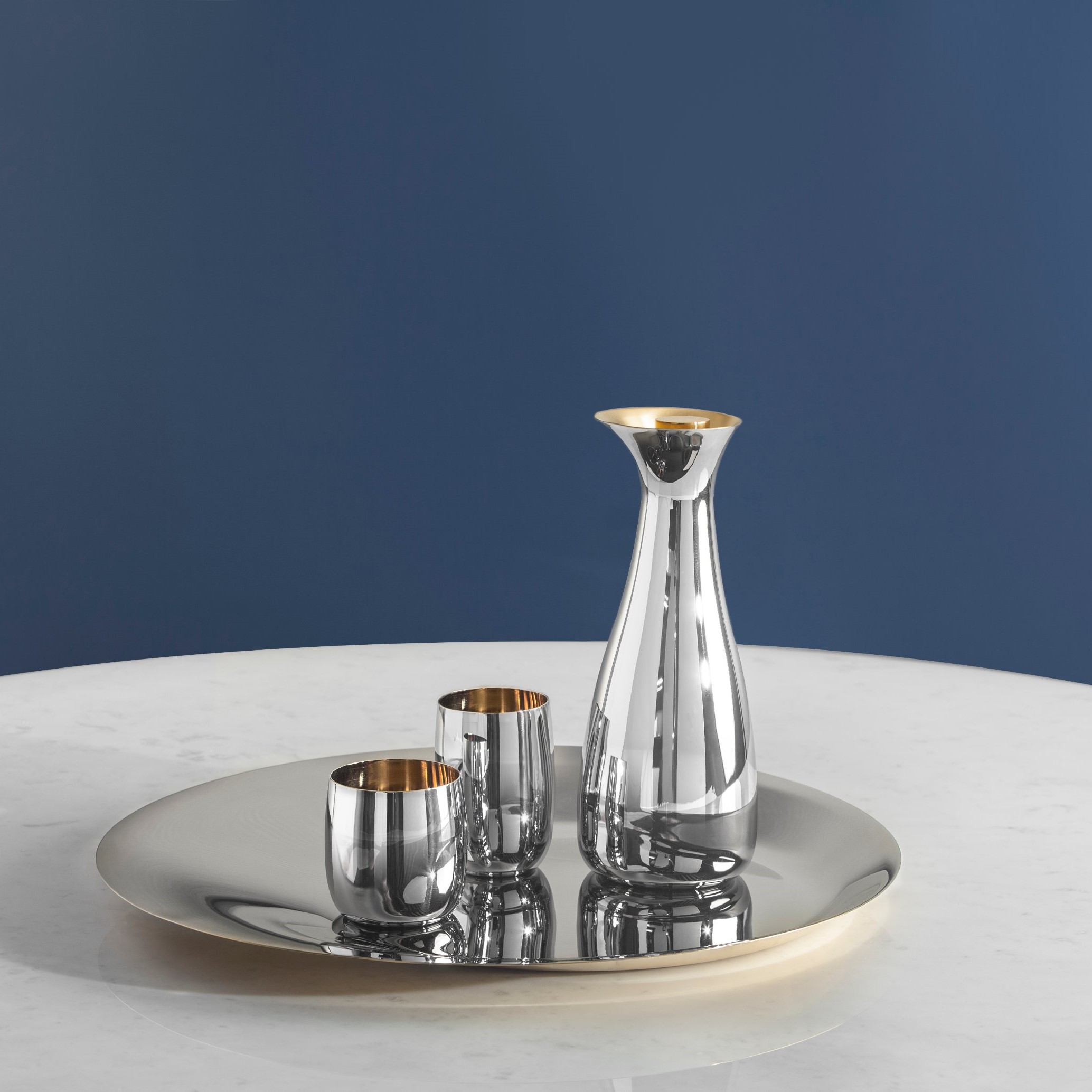 Decoratief dienblad NORMAN FOSTER 46 cm, zilver/goud, roestvrij staal, Stelton