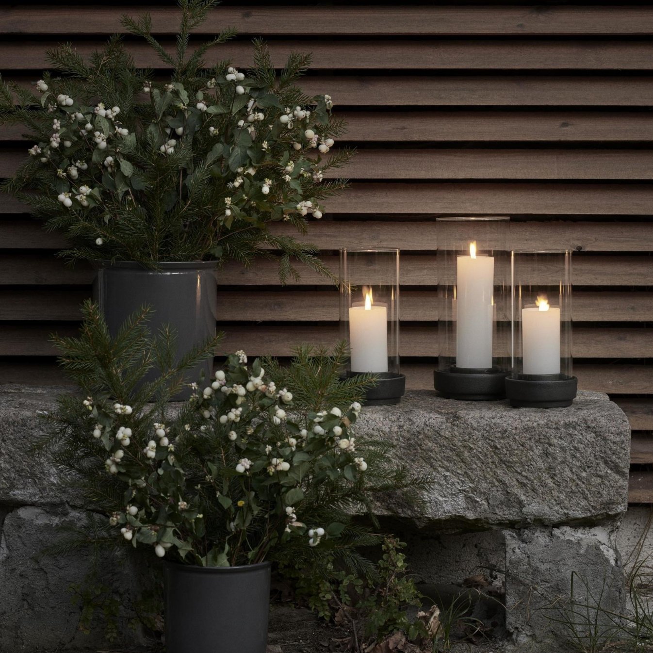 Windlicht  HURRICANE 24 cm, zwart, keramiek, Stelton