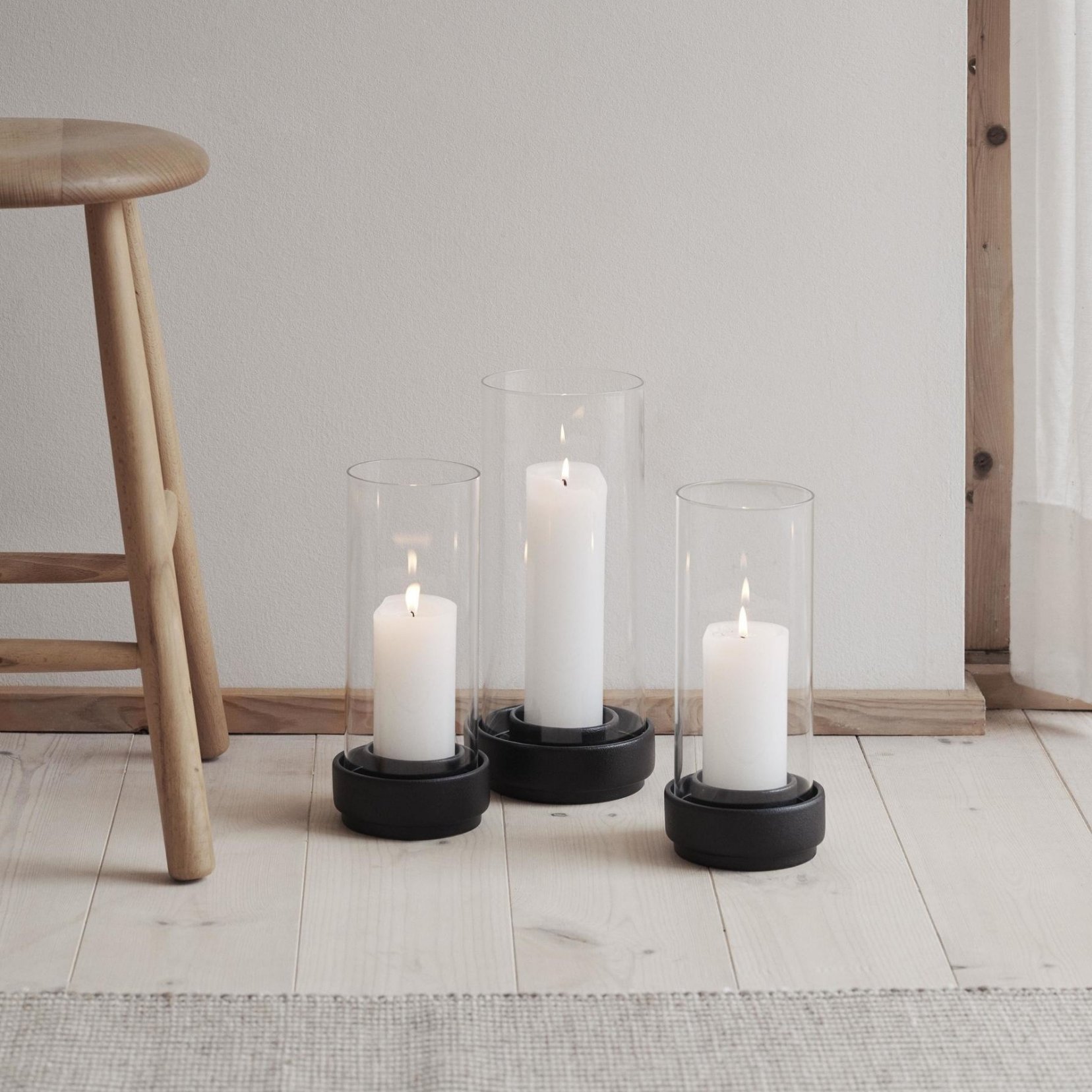 Windlicht  HURRICANE 24 cm, zwart, keramiek, Stelton