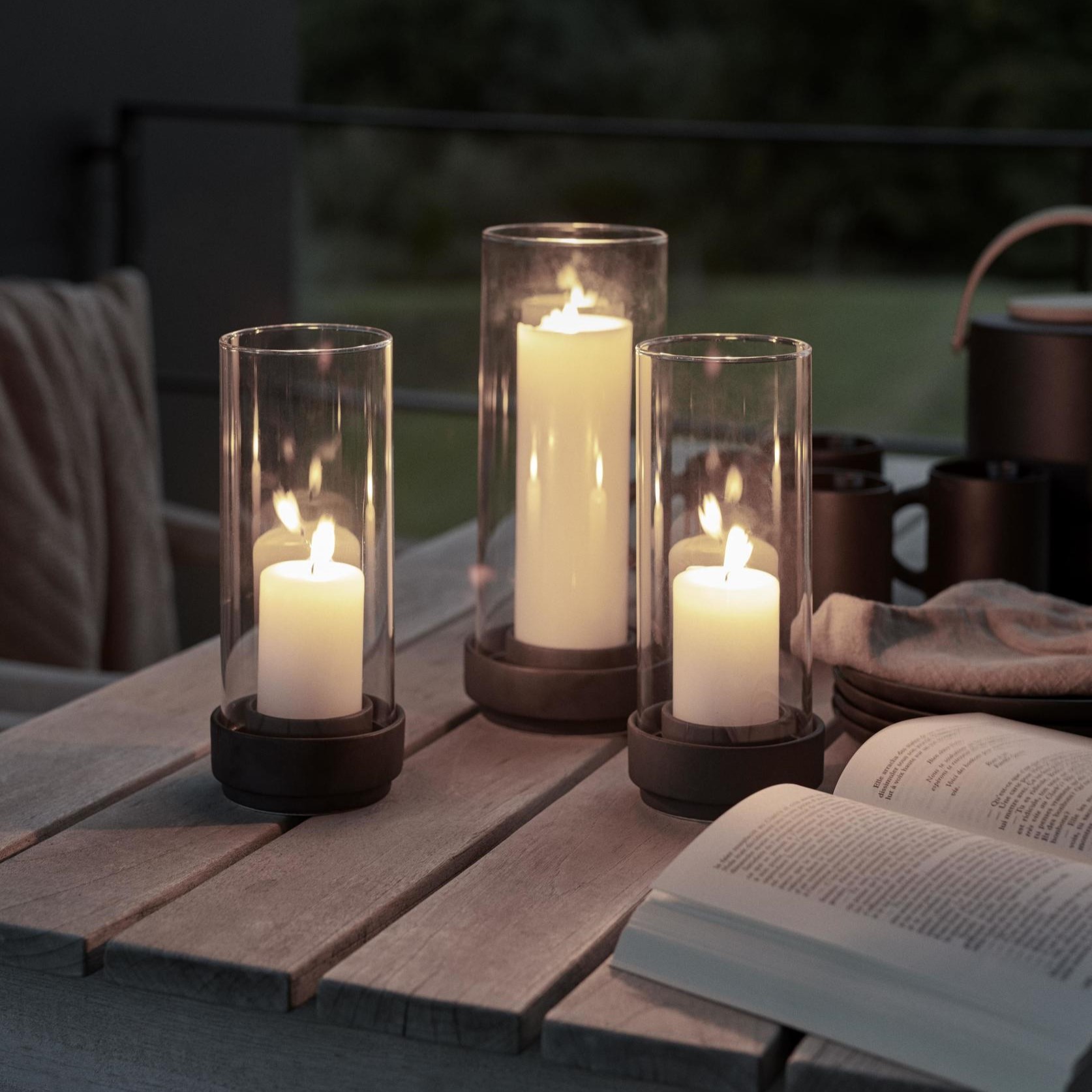 Windlicht  HURRICANE 24 cm, zwart, keramiek, Stelton