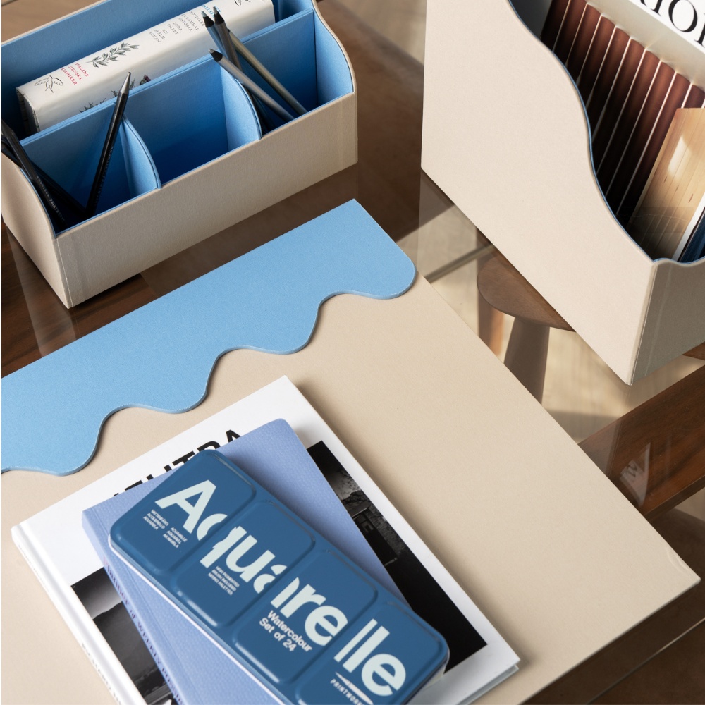Bureaumat 40 x 50 cm, beige/blauw, Printworks