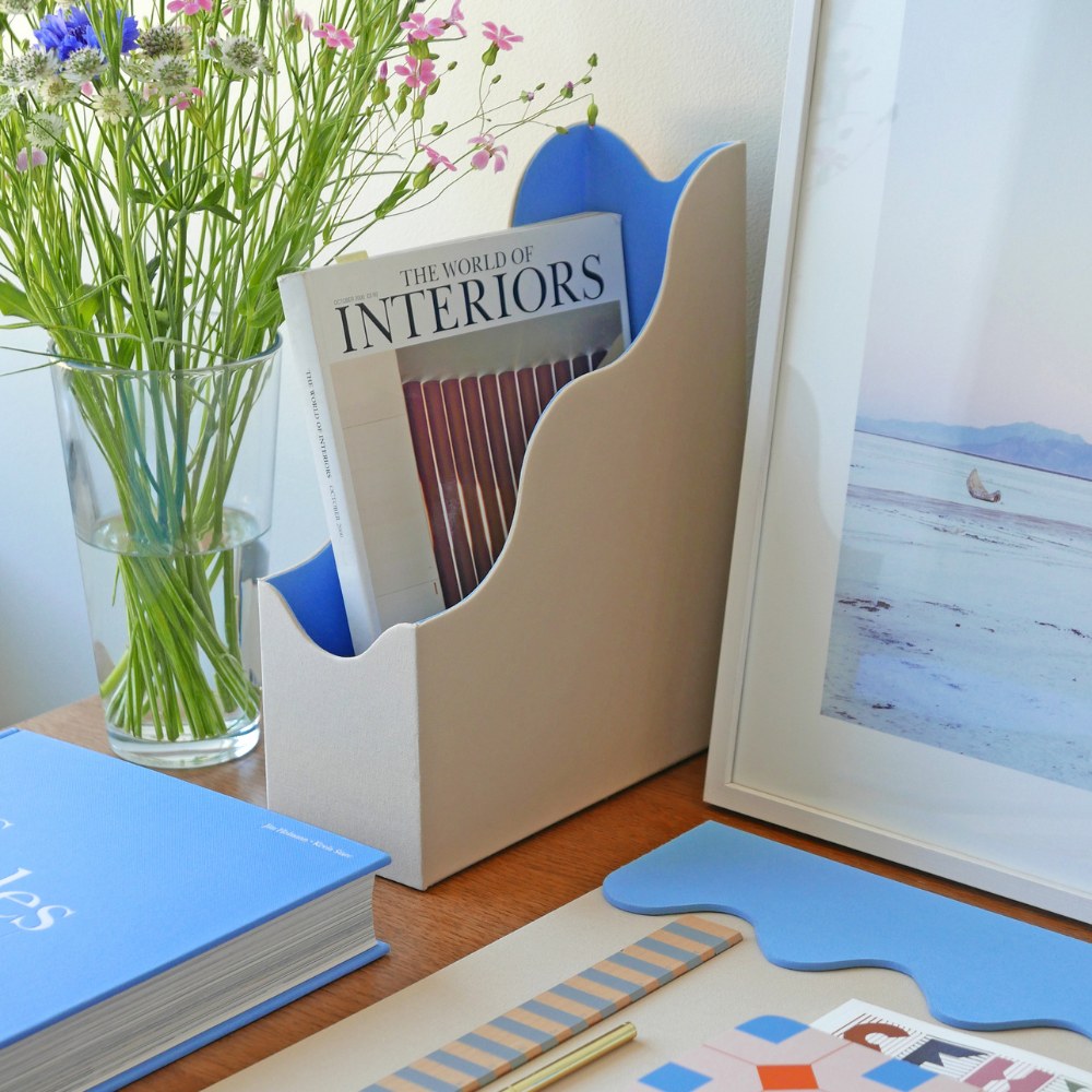 Bureau-organizer 25 x 31 cm, beige/blauw, Printworks