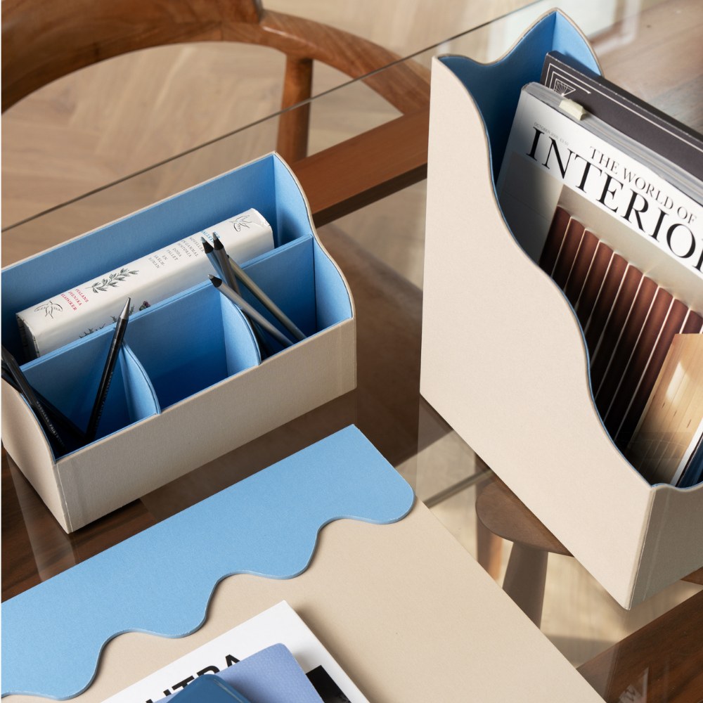 Bureau-organizer 25 x 31 cm, beige/blauw, Printworks