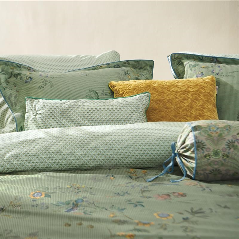 Eenpersoons beddengoedset AMOR DE DIOS 140 x 200 cm, groen, percal katoen, Pip Studio