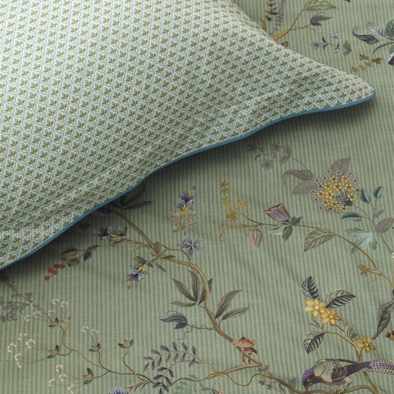 Eenpersoons beddengoedset AMOR DE DIOS 140 x 200 cm, groen, percal katoen, Pip Studio