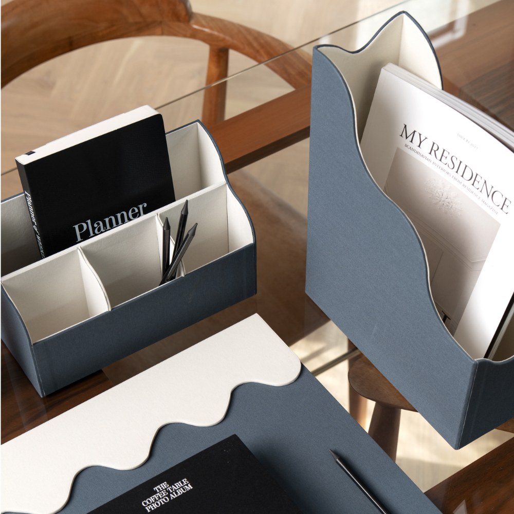 Bureau-organizer 25 x 31 cm, blauw/crème, Printworks