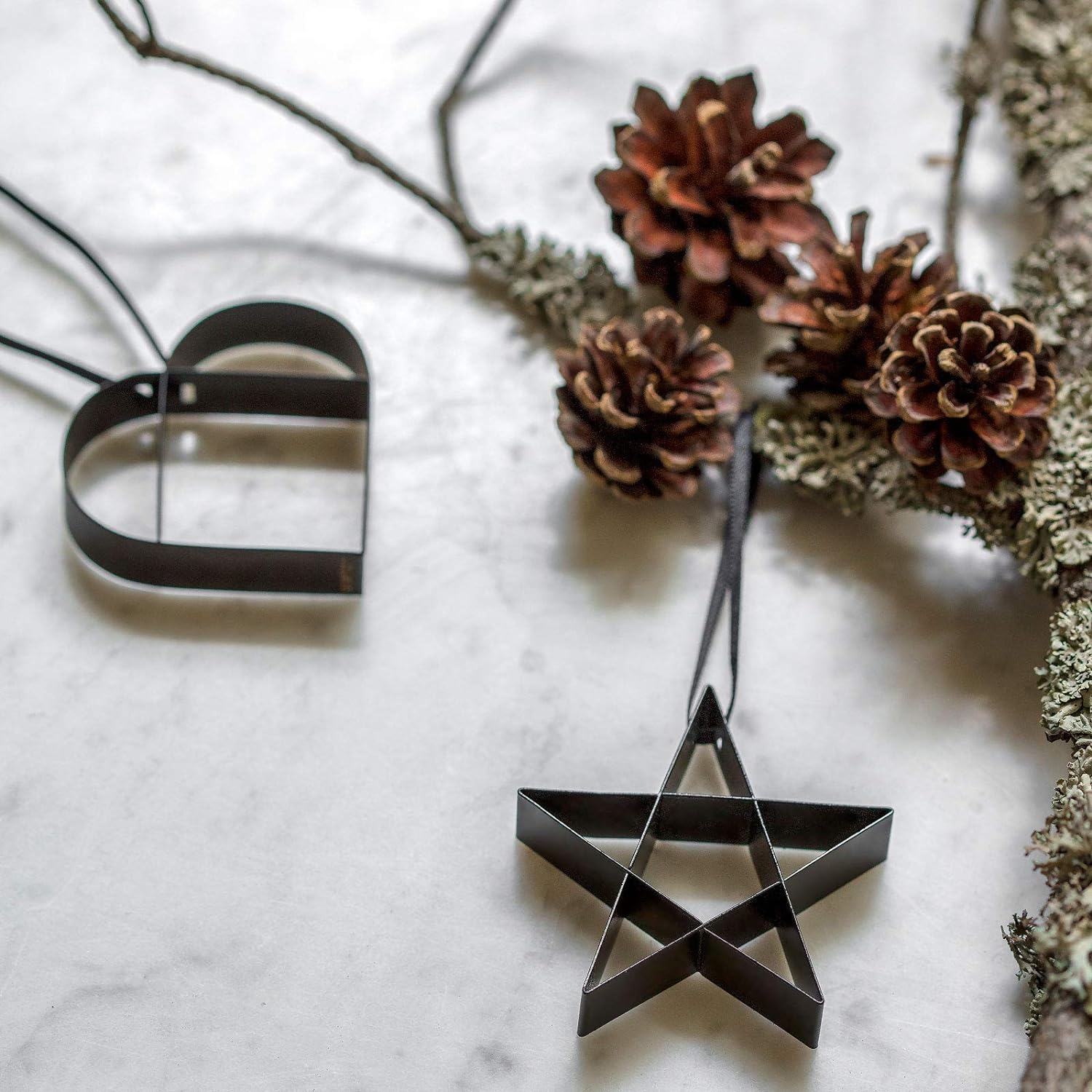 Kerstdecoratie FIGURA 6 cm, ster, zacht zwart, roestvrij staal, Stelton