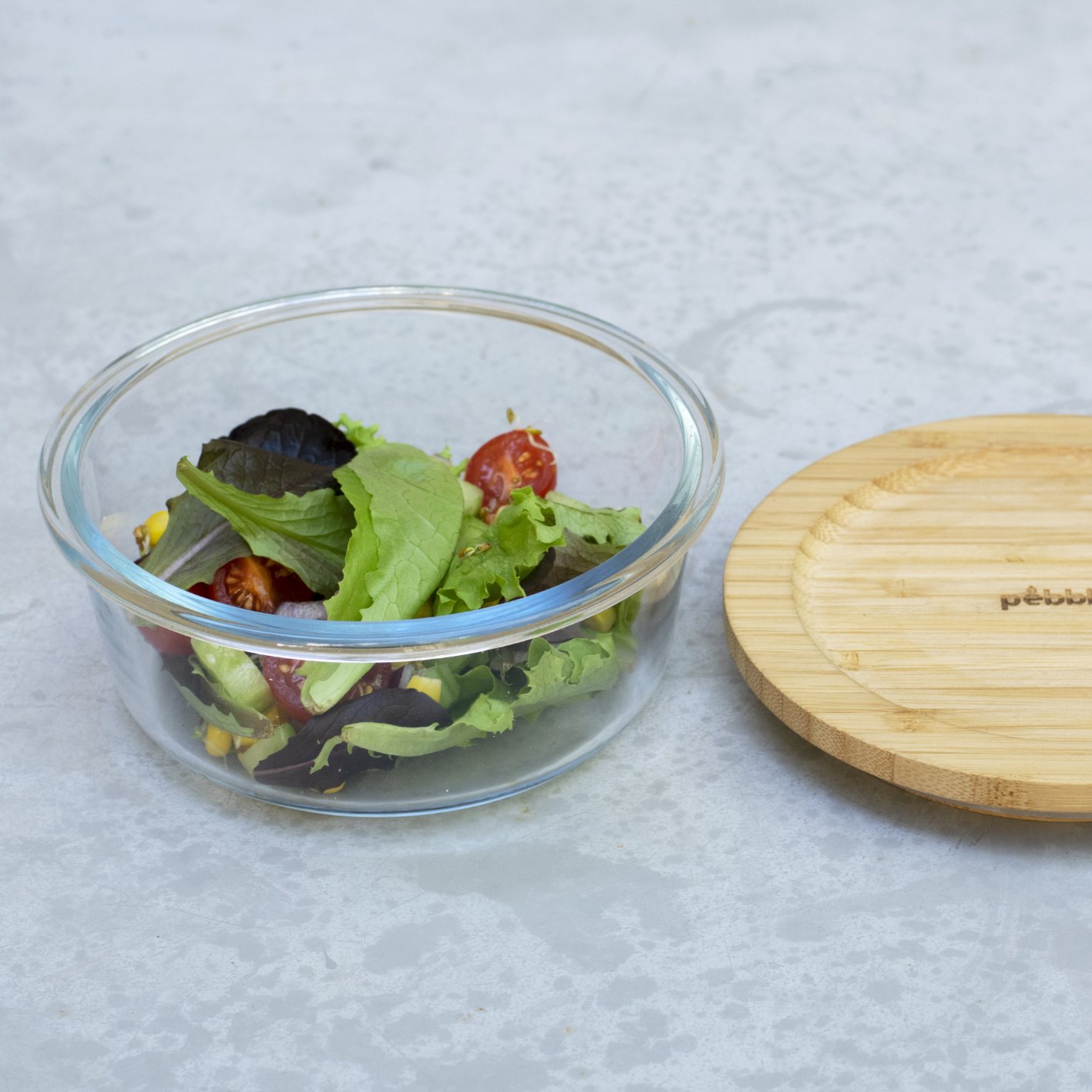 Vershoudbakje PKV-017 620 ml, glas / bamboe, Pebbly