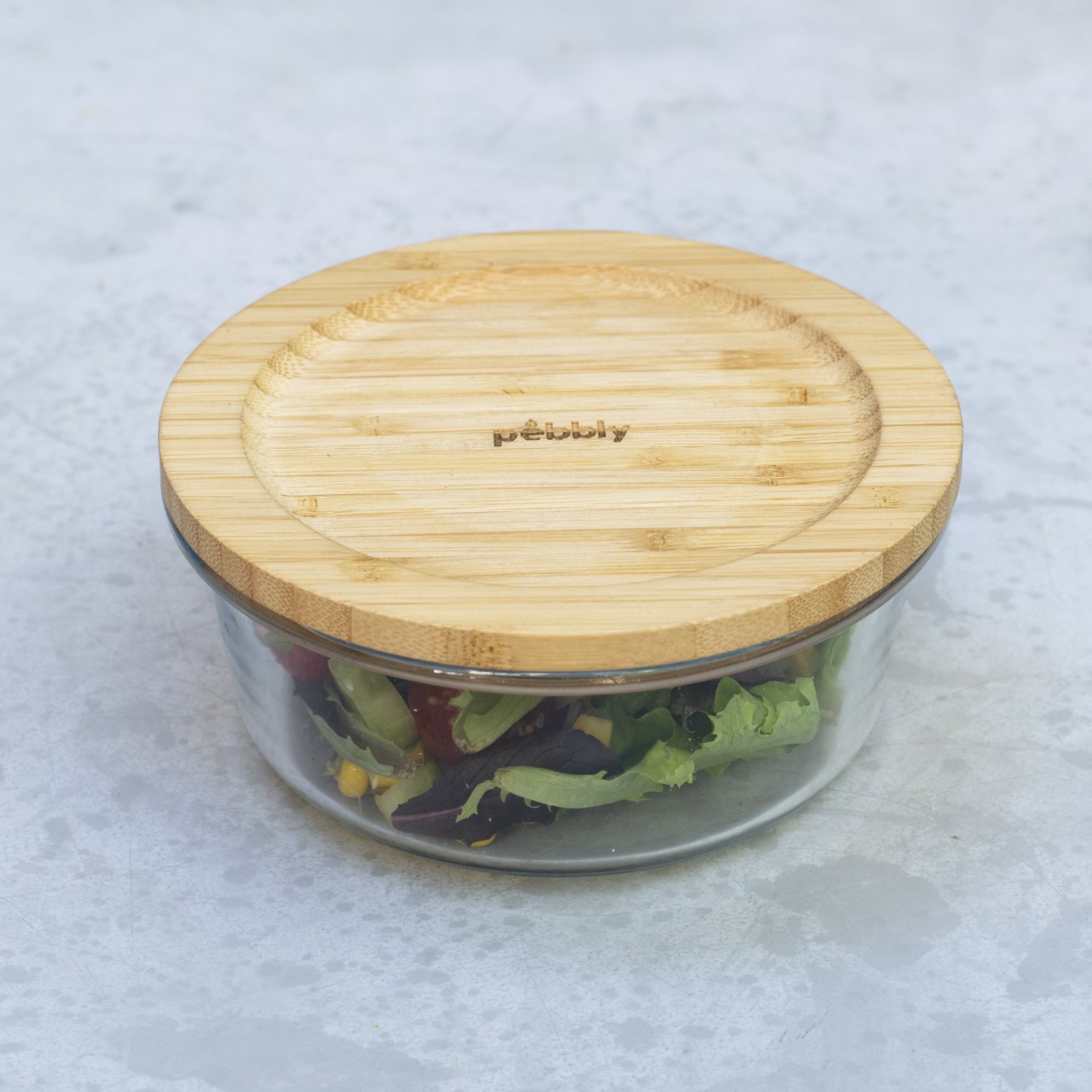 Vershoudbakje PKV-017 620 ml, glas / bamboe, Pebbly