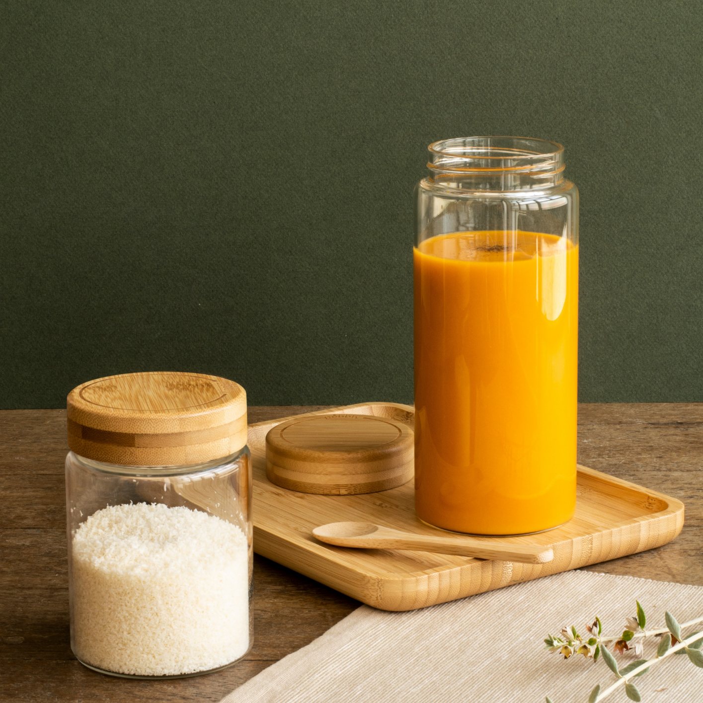 Voorraadpot PKV-026 450 ml, glas / bamboe, Pebbly