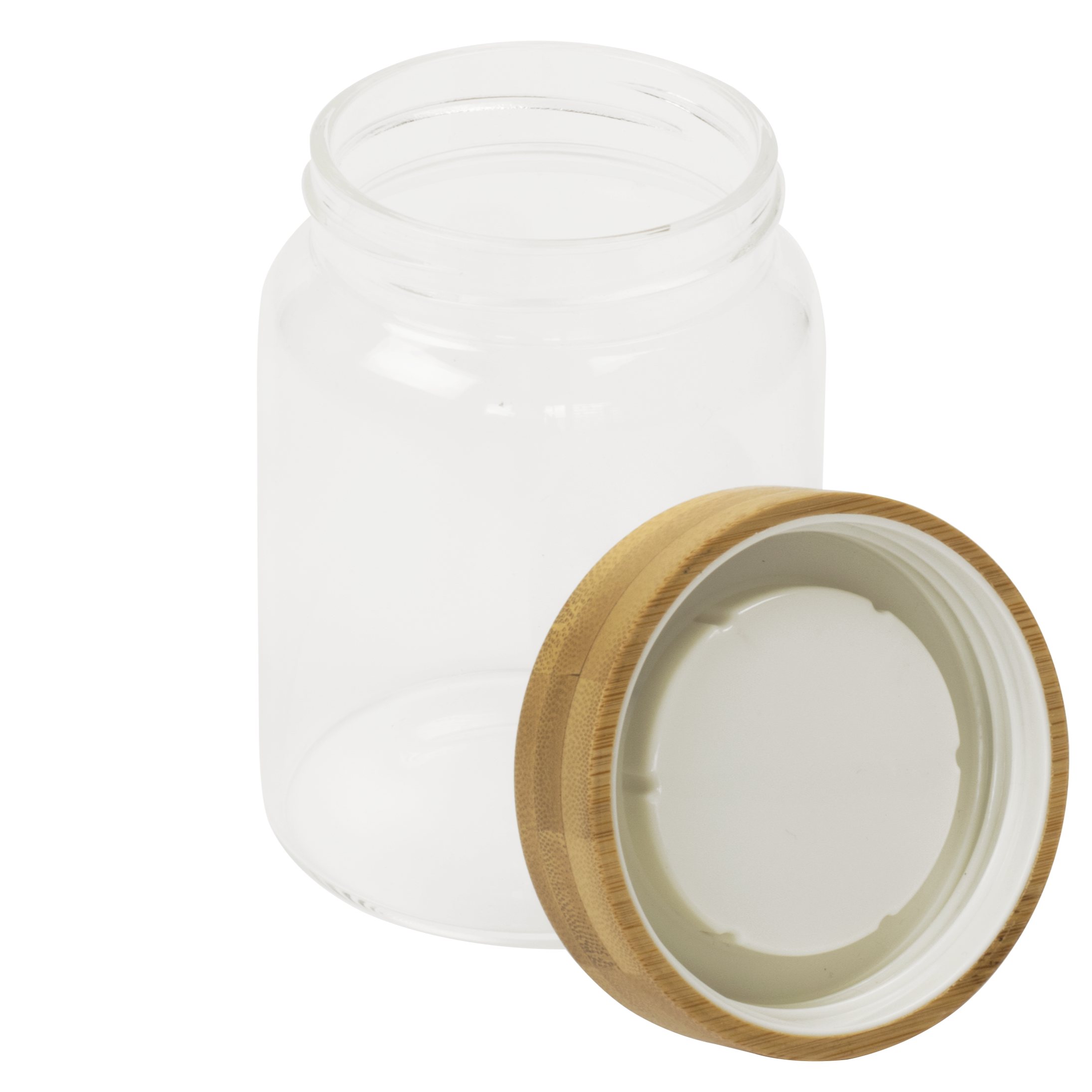 Voorraadpot PKV-026 450 ml, glas / bamboe, Pebbly