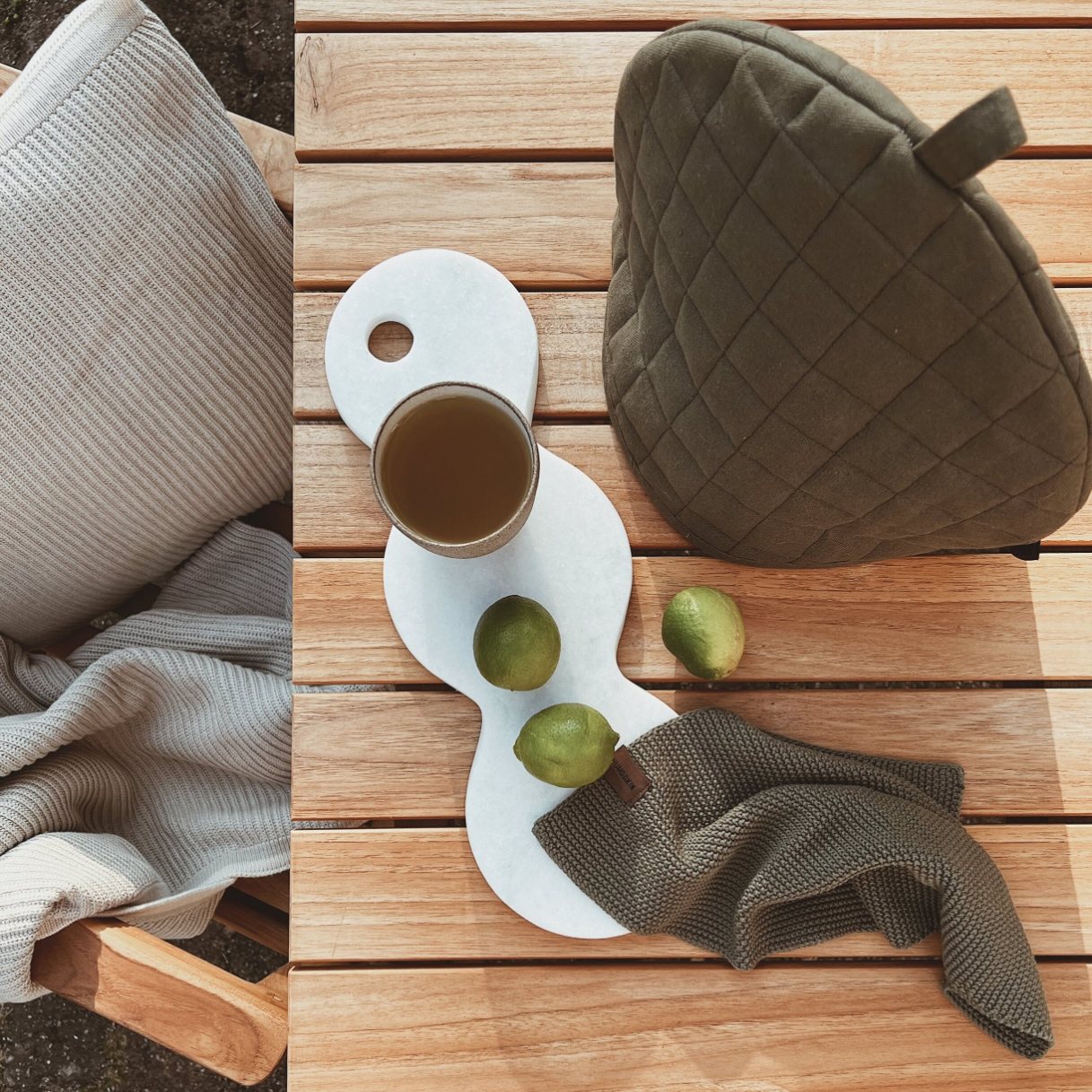 Theedoek 28 x 28 cm, beige, katoen, Humdakin