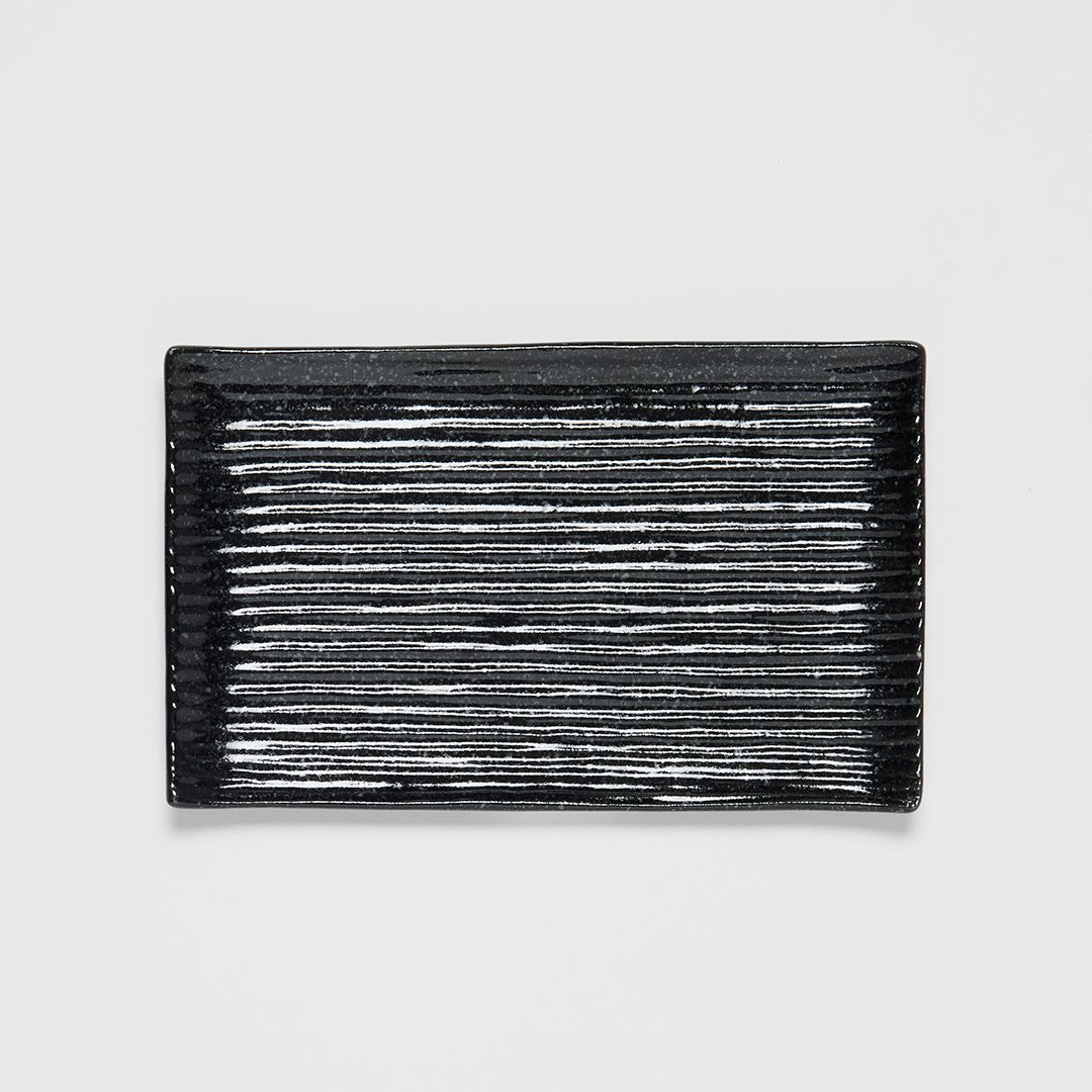 Serveerbord CONTOUR 24 x 15 cm, zwart, keramiek, MIJ