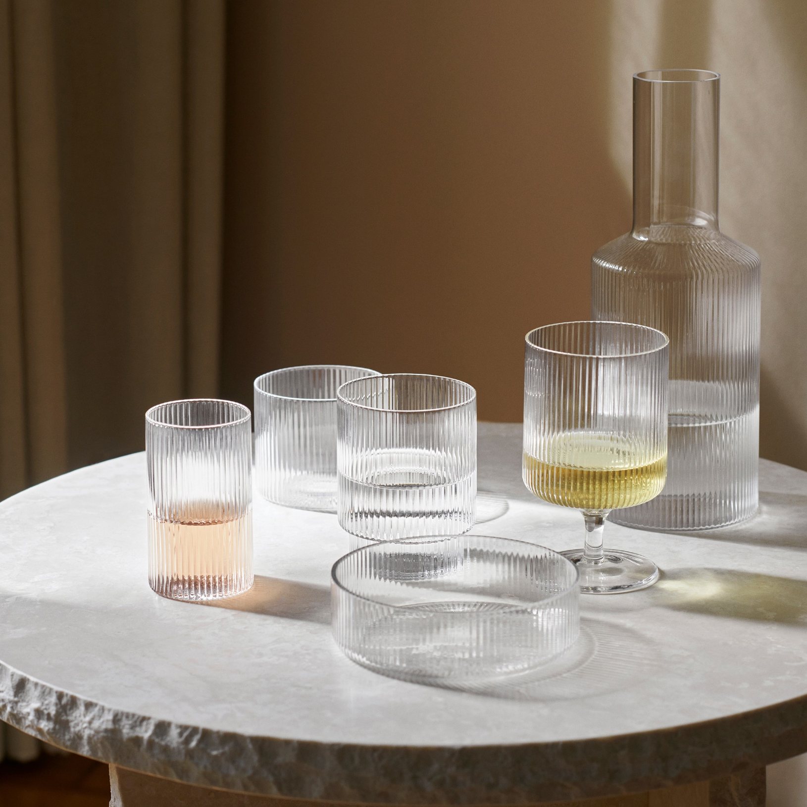 Waterglas RIPPLE 200 ml, set van 4 stuks, licht, stevig LIVING