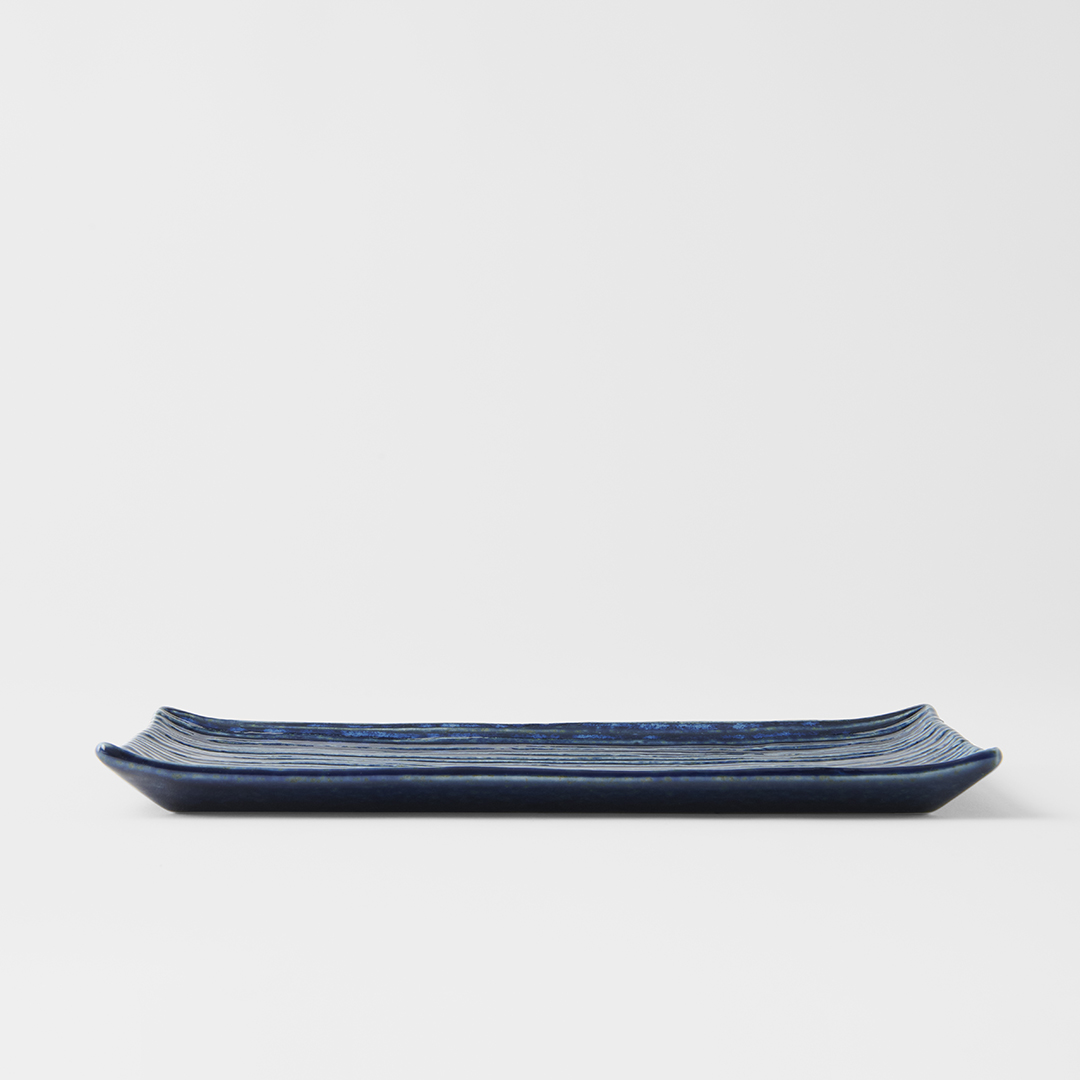Serveerbord CONTOUR 24 x 15 cm, blauw, keramiek, MIJ
