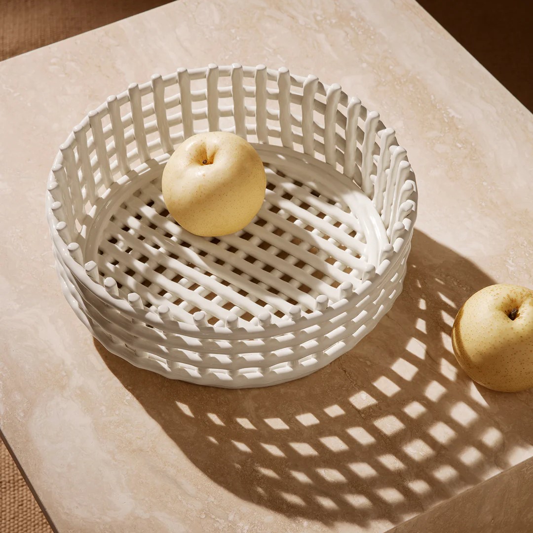 Fruitschaal 29 x 10 cm, wit, keramiek, stevig LIVING