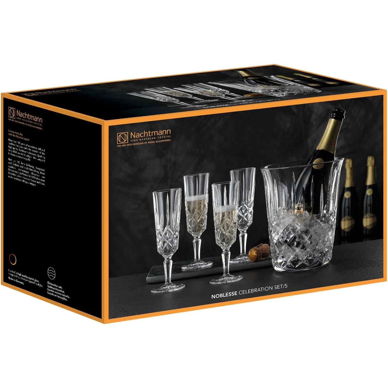 Champagneglas NOBLESSE, set van 4 stuks, met koeler voor champagne, glas, Nachtmann