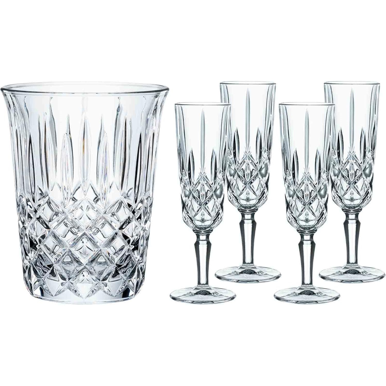 Champagneglas NOBLESSE, set van 4 stuks, met koeler voor champagne, glas, Nachtmann