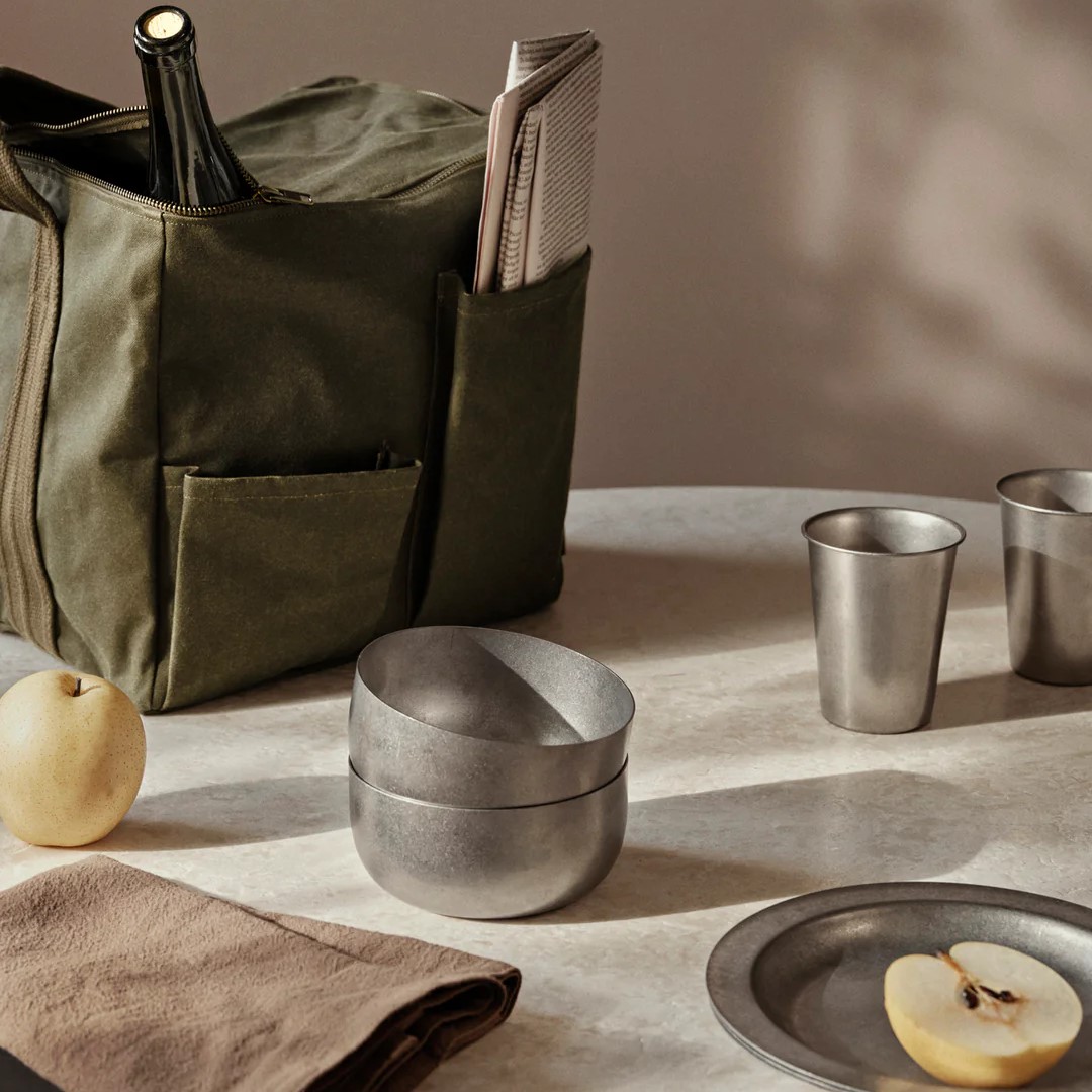 Dineerbord GETUMBELD 20 cm, zilver, roestvrij staal, stevig LIVING
