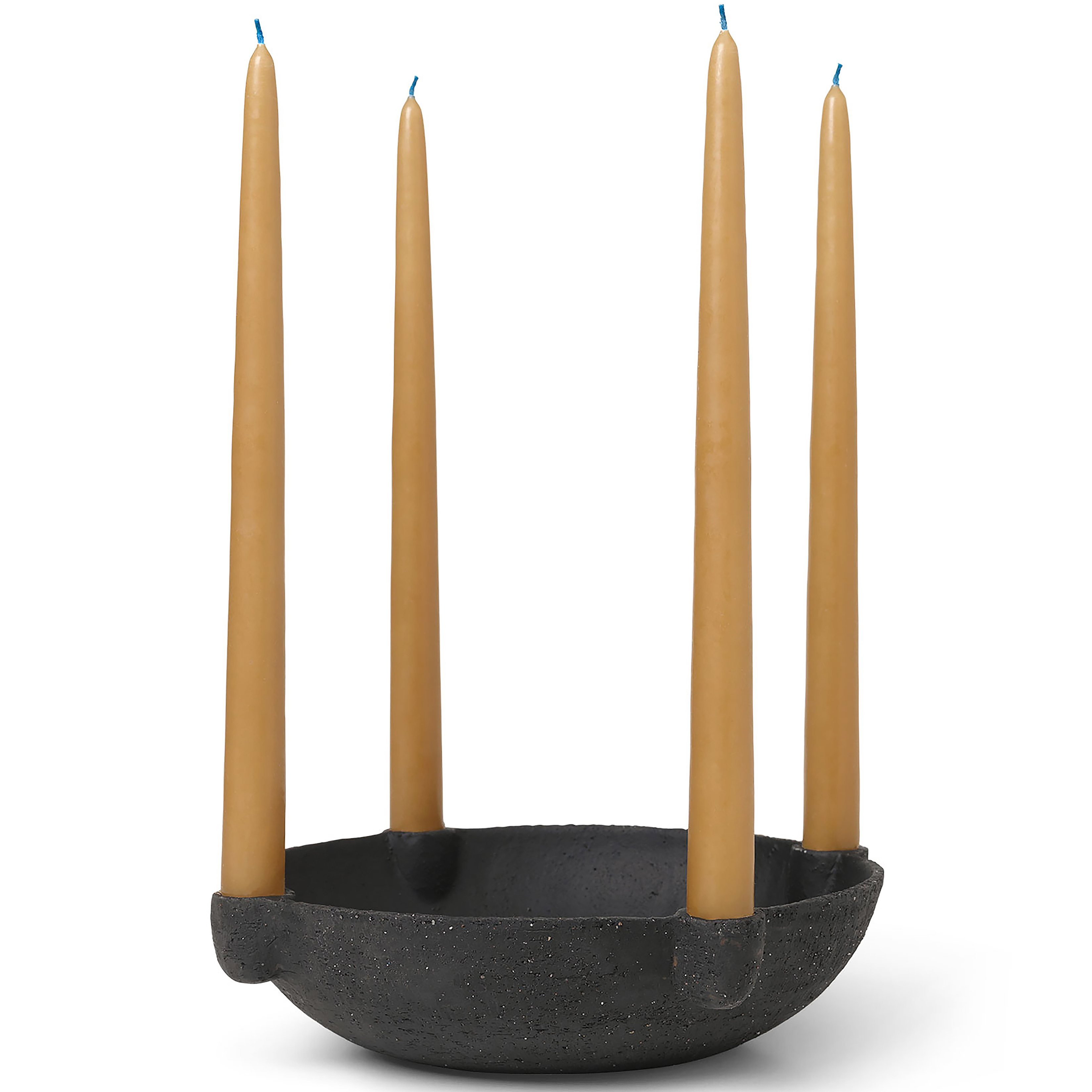 Dinerkaarskandelaar BOWL 27 cm, grijs, aardewerk, stevig LIVING
