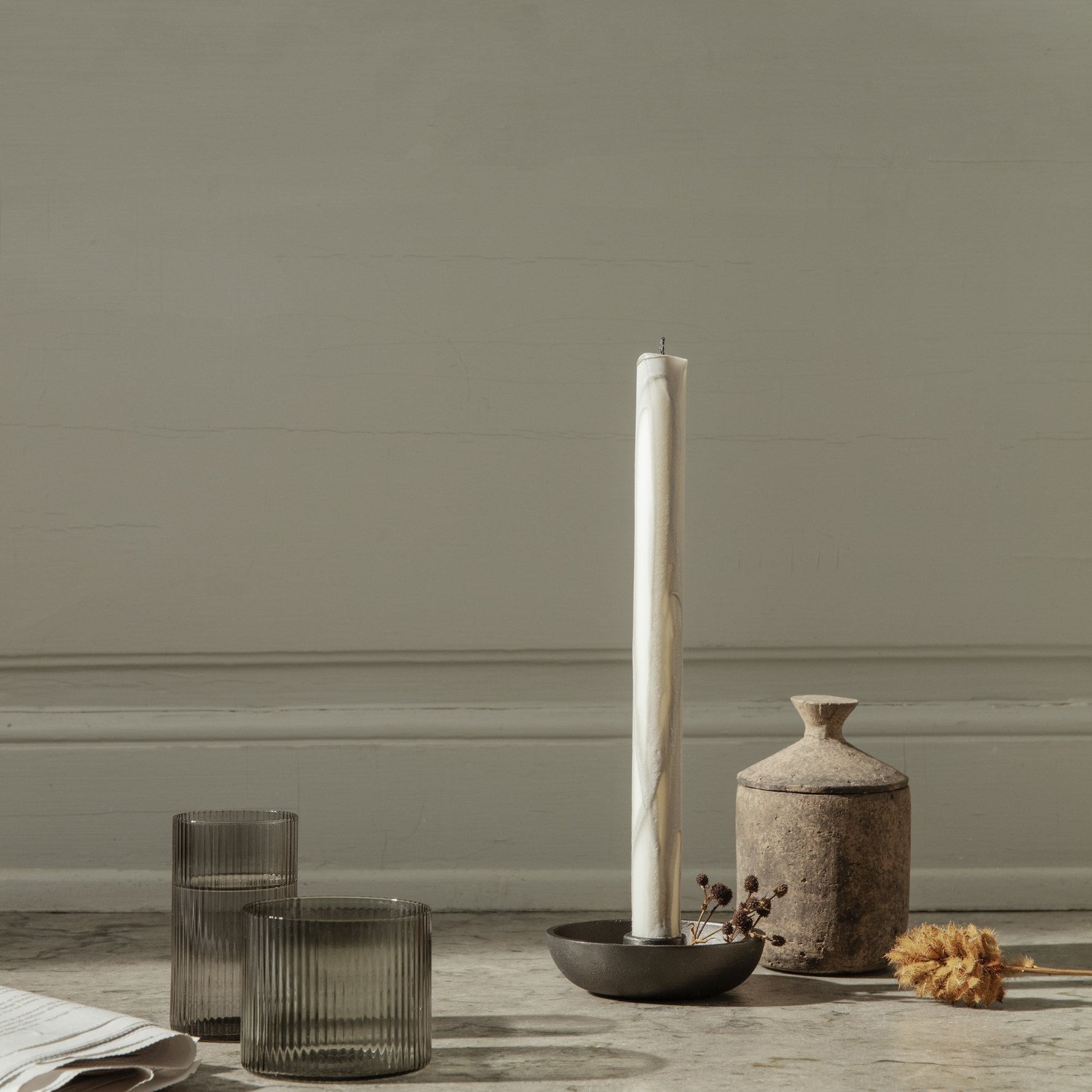 Dinerkaars DRYP 30 cm, set van 2 stuks, warm grijs, stevig LIVING