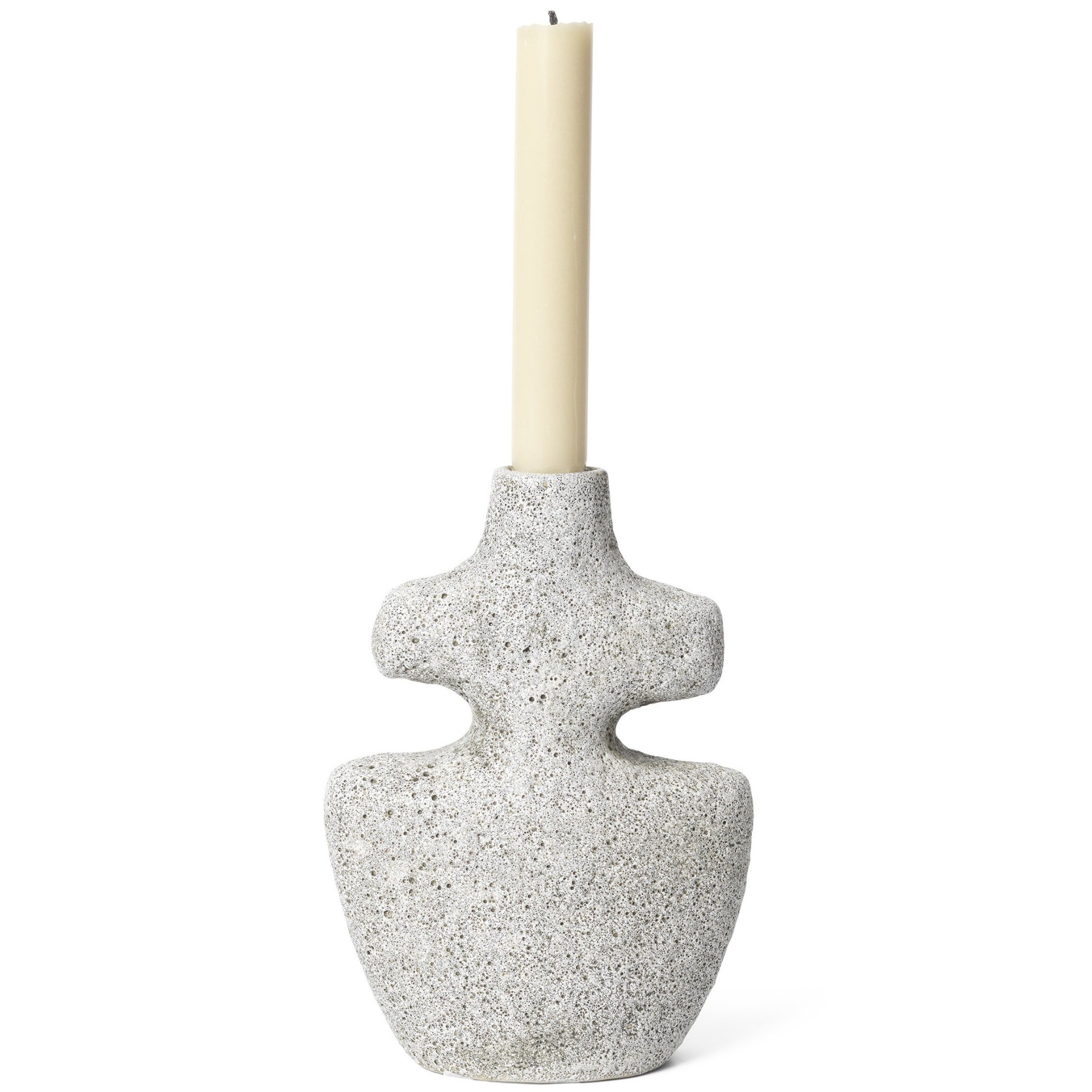 Dinerkaarskandelaar YARA 17,5 cm, grijs, aardewerk, stevig LIVING