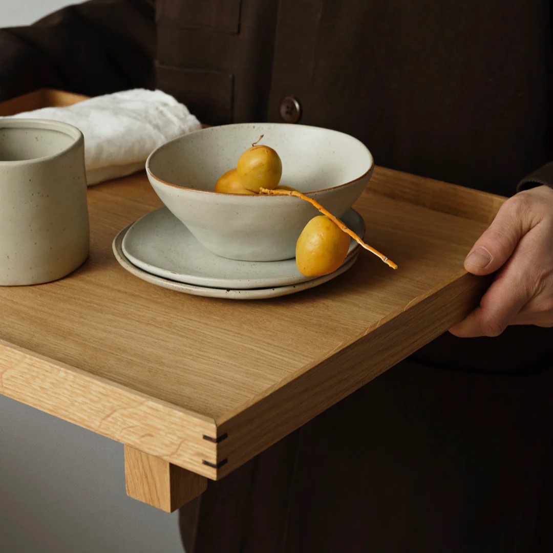 Opdienchaal FLOW 14,5 cm, wit, aardewerk, stevig LIVING