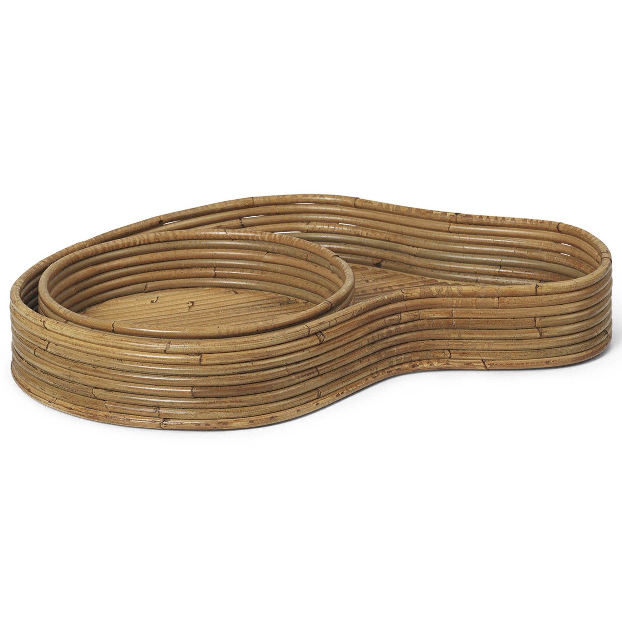 Dienblad ISOLA, set van 2 stuks, naturel, ratan, stevig LIVING