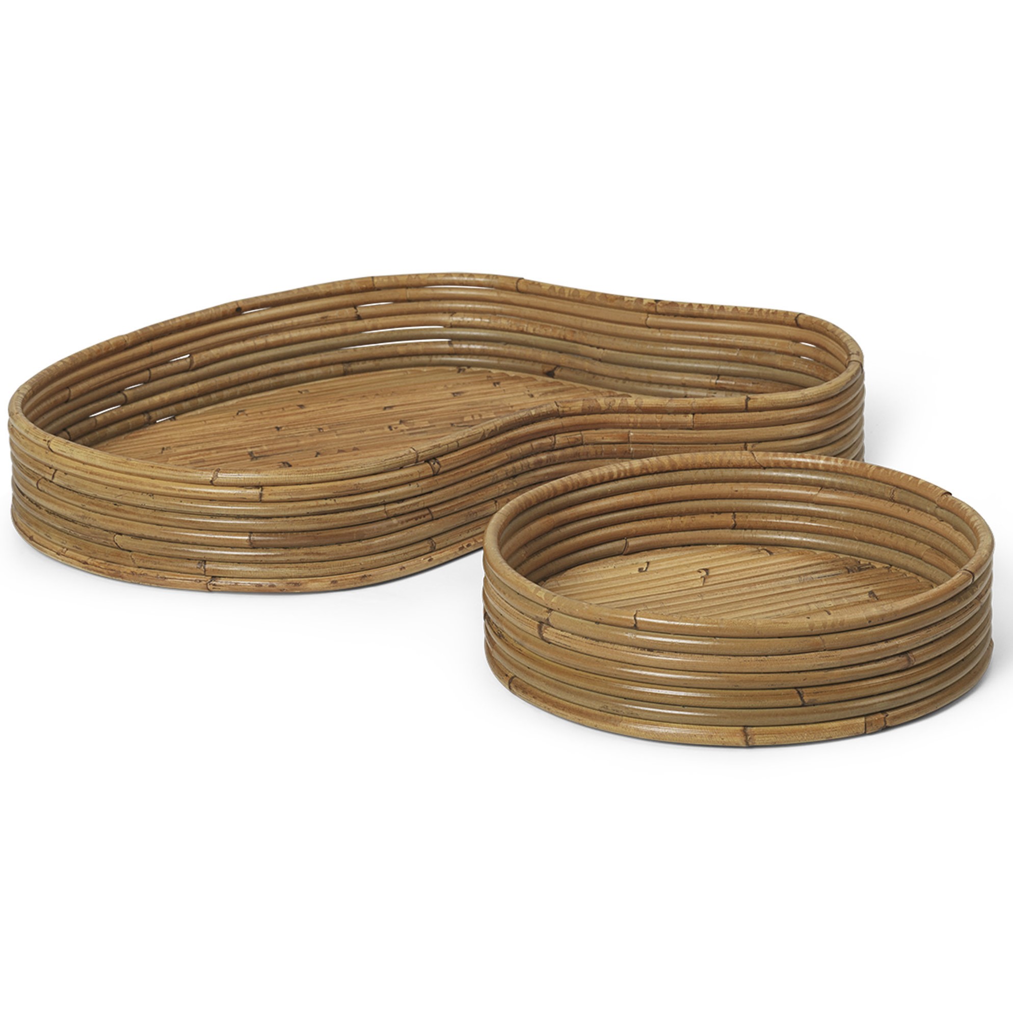 Dienblad ISOLA, set van 2 stuks, naturel, ratan, stevig LIVING